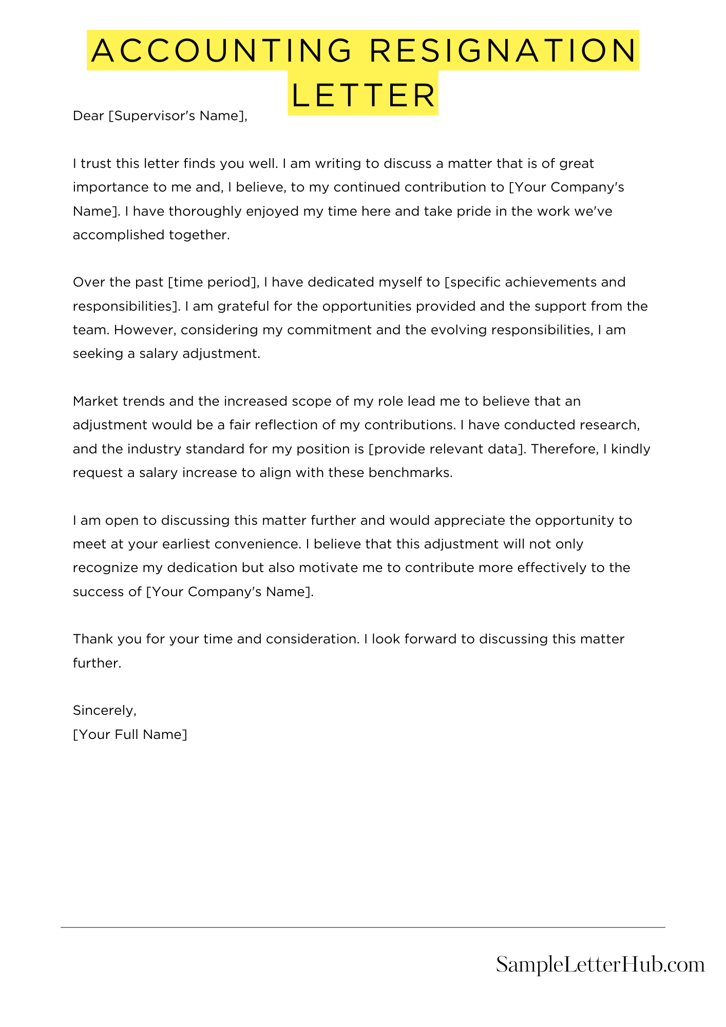 Accounting Resignation Letter