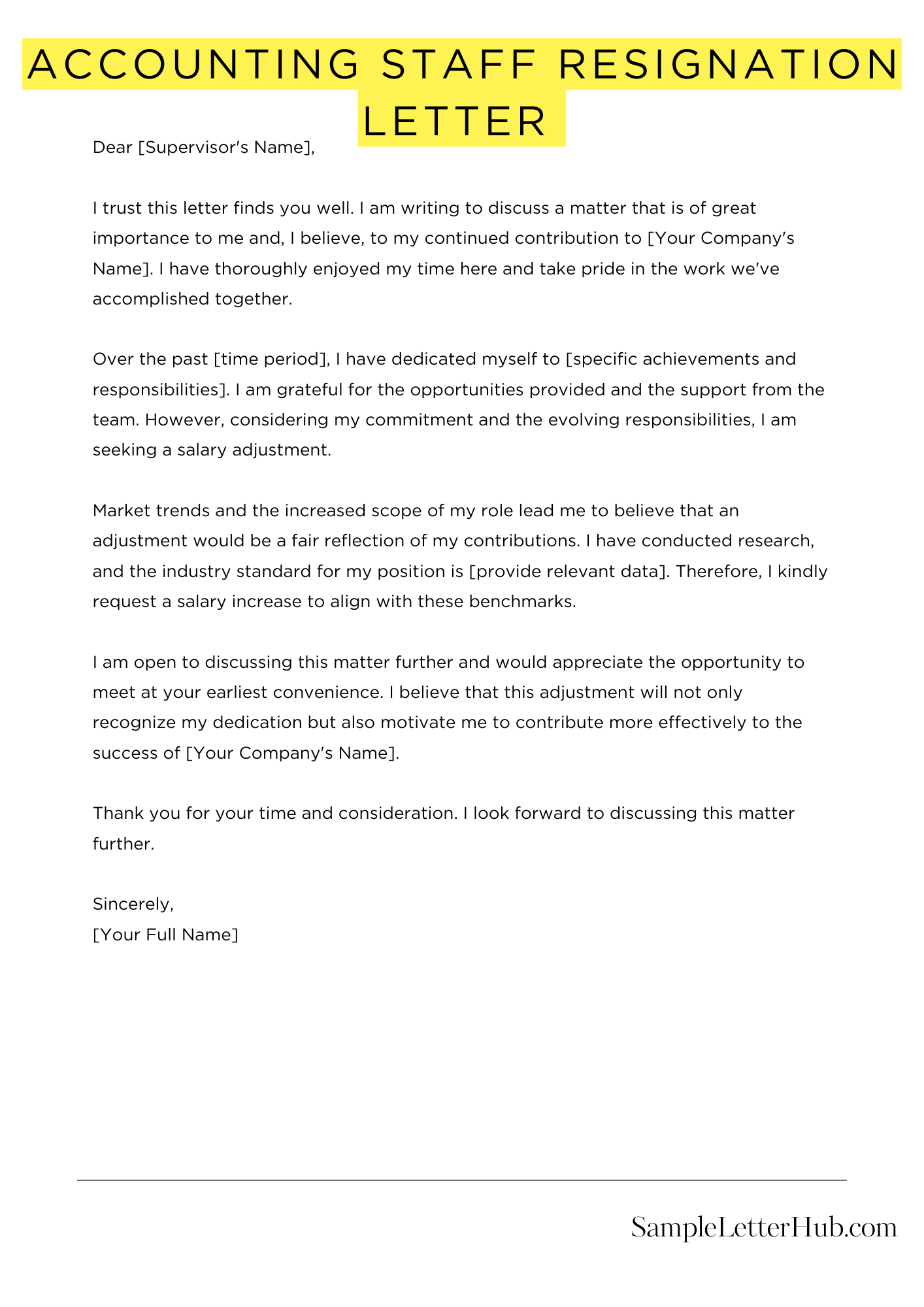 Accounting Staff Resignation Letter 