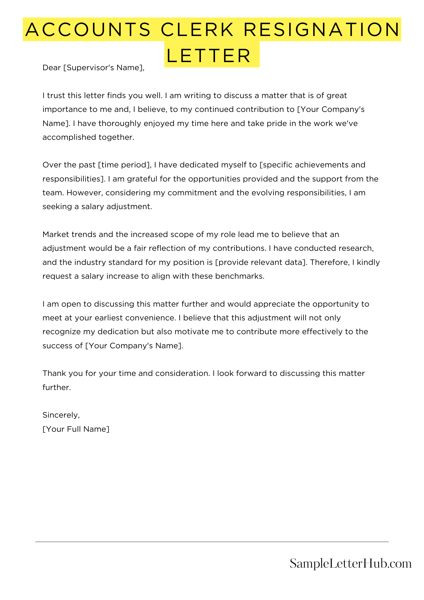 Accounts Clerk Resignation Letter 