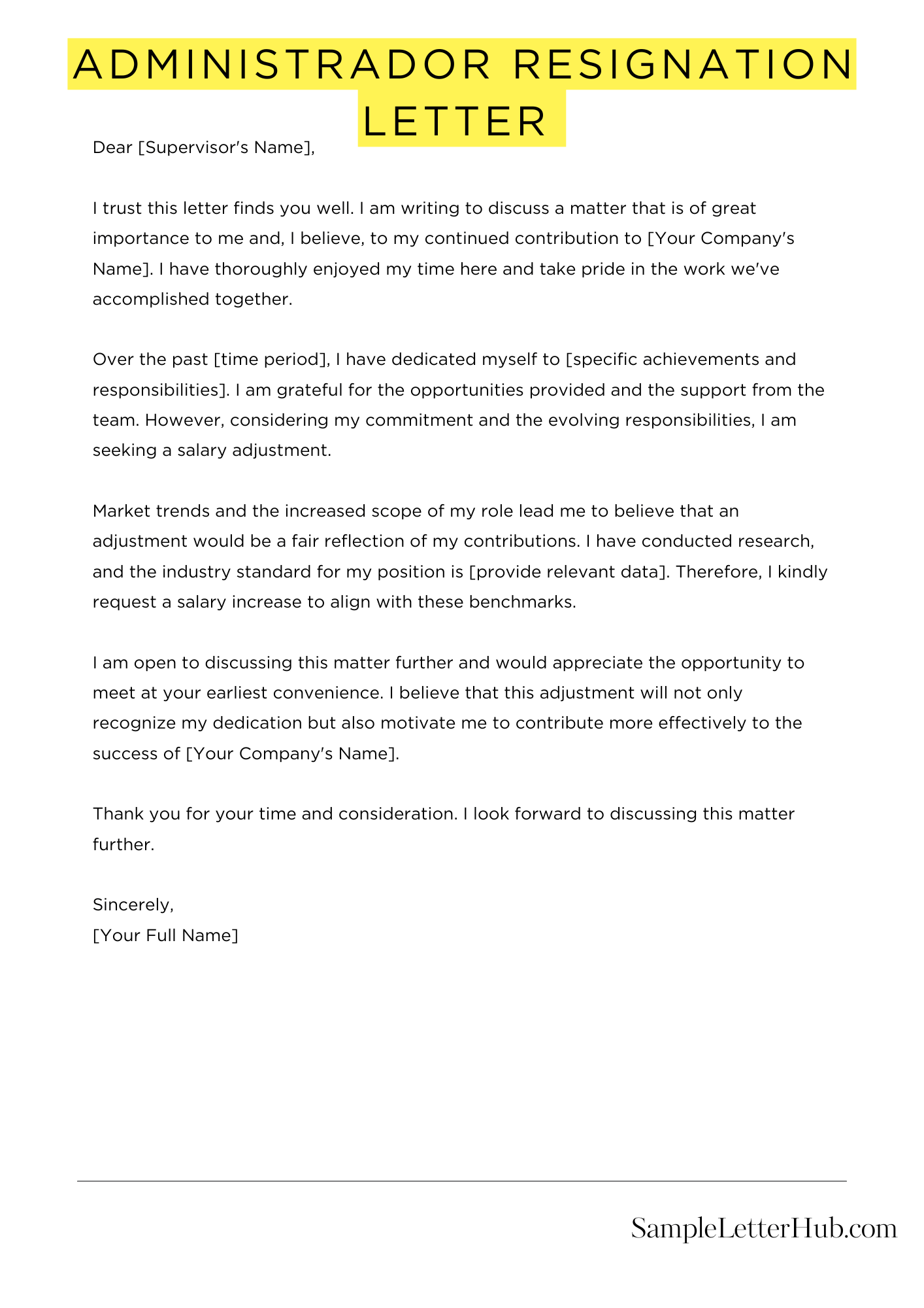 Administrador Resignation Letter 