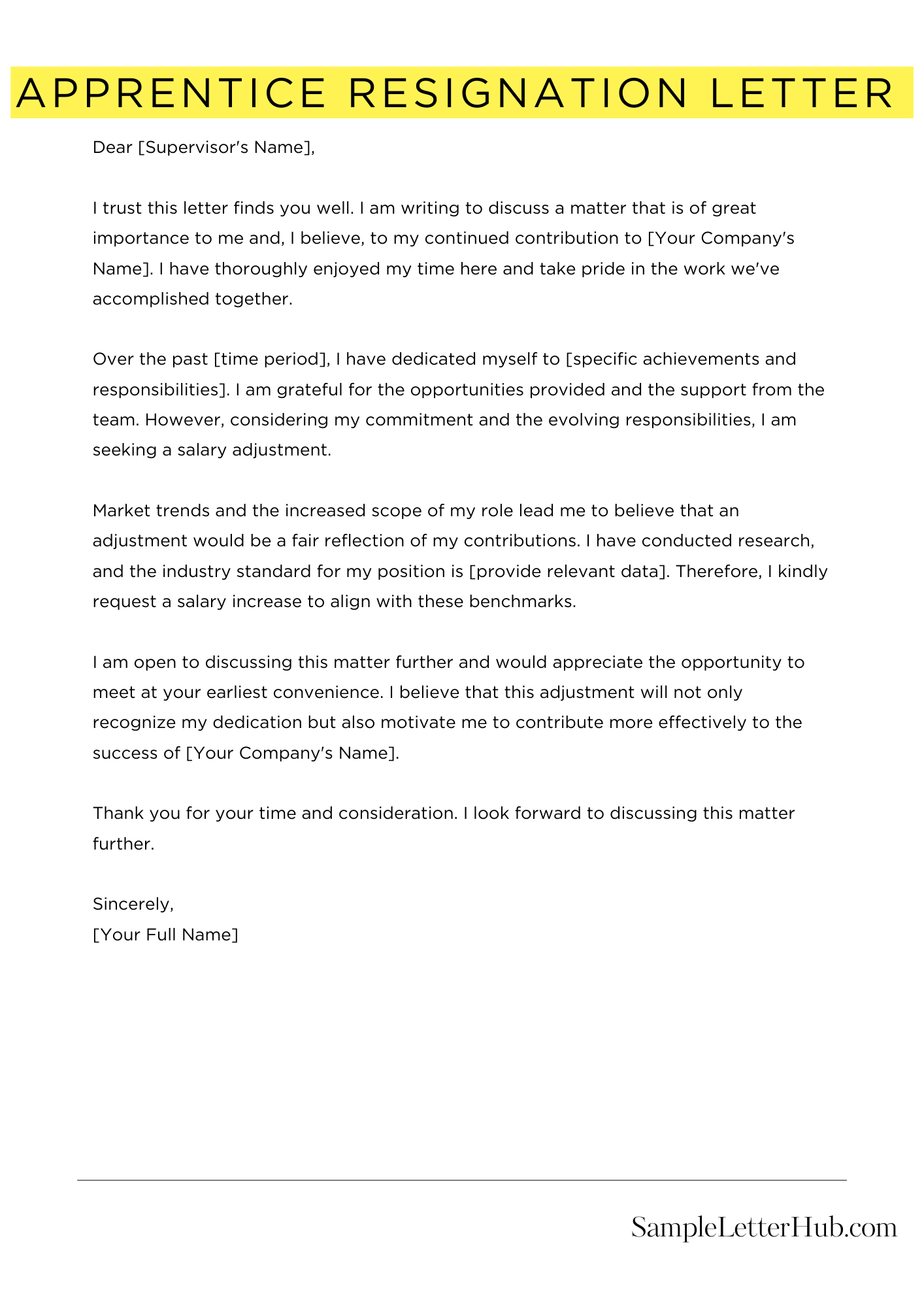 Apprentice Resignation Letter 