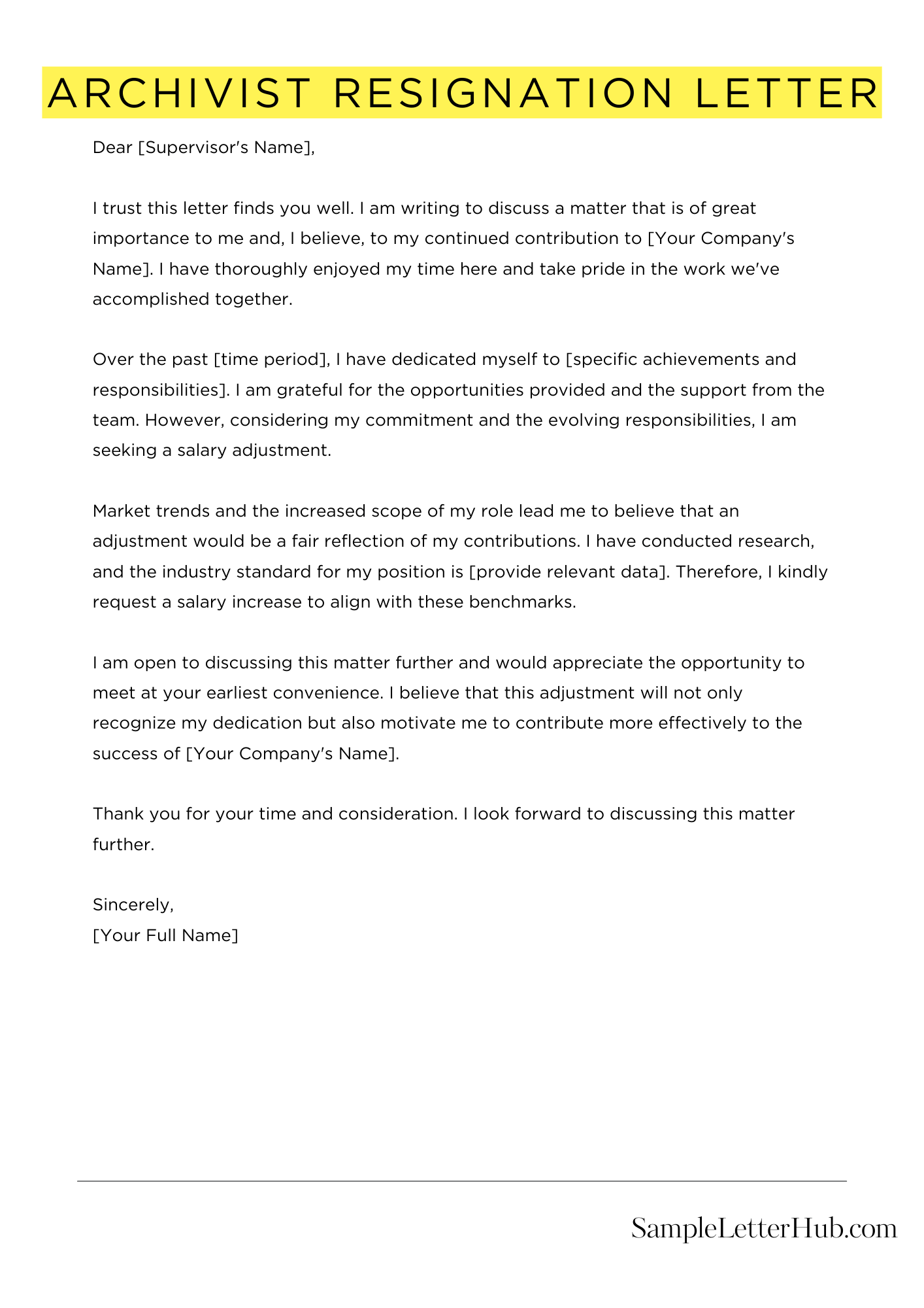 Archivist Resignation Letter