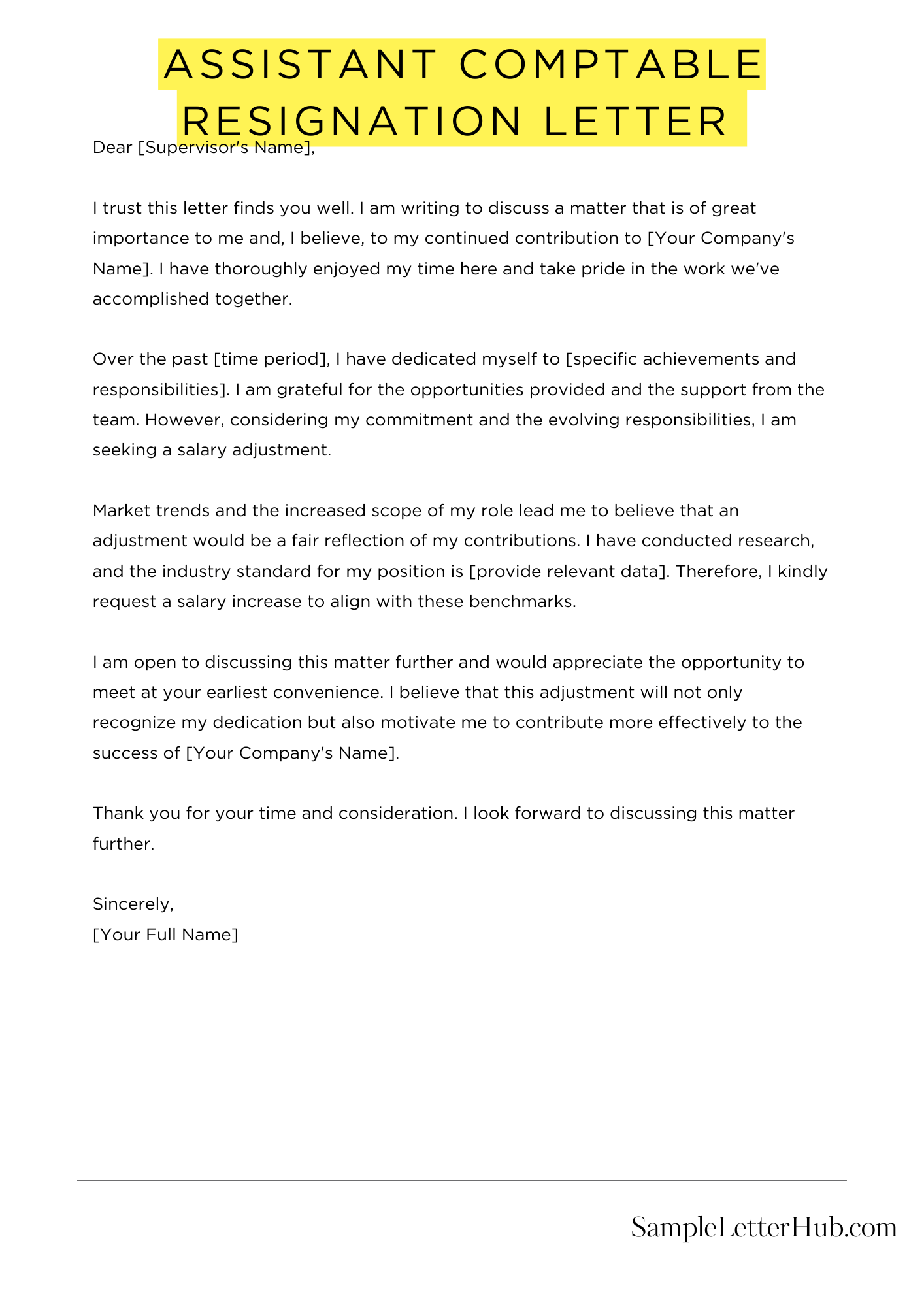 Assistant Comptable Resignation Letter 