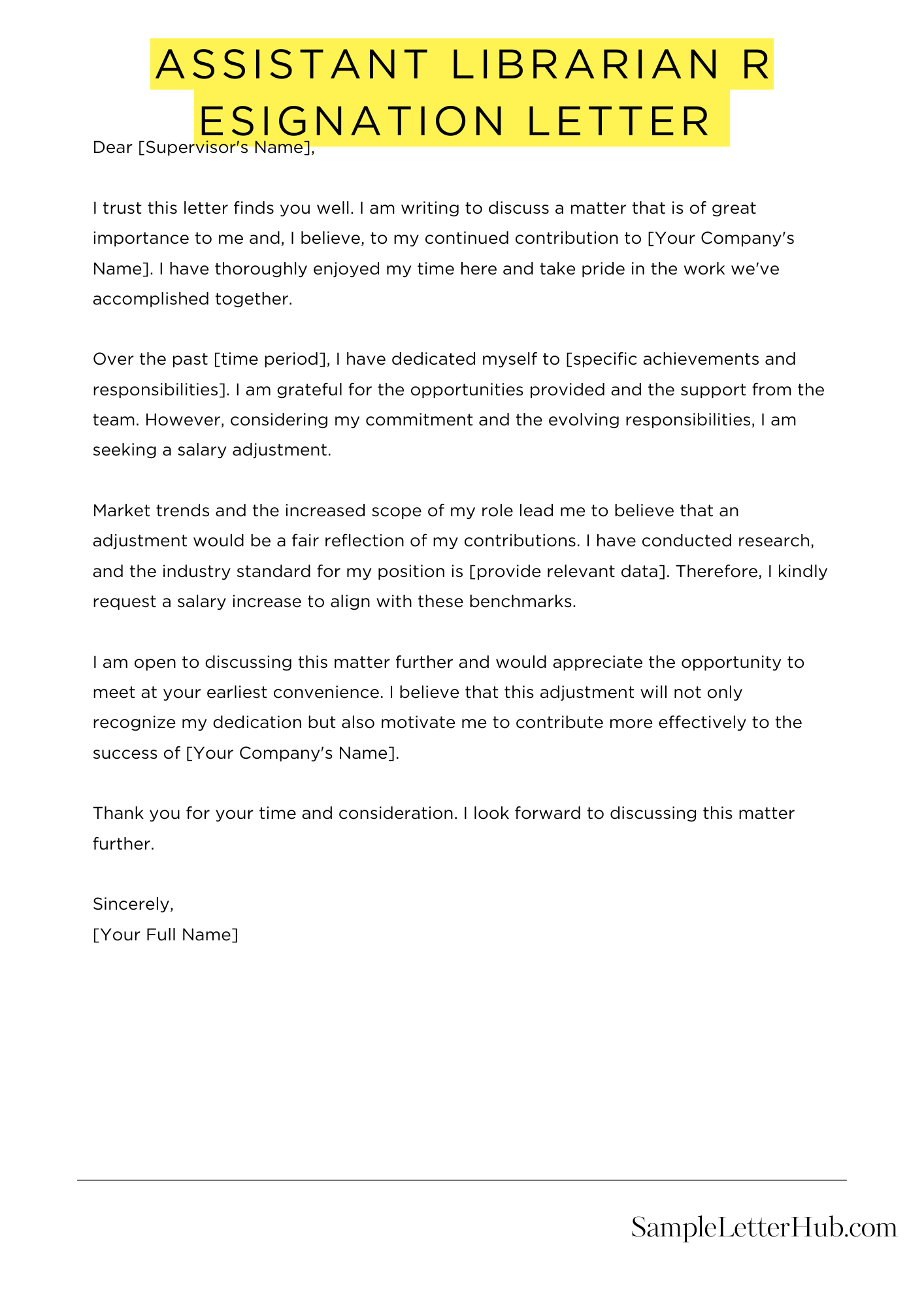 Assistant Librarian Resignation Letter 