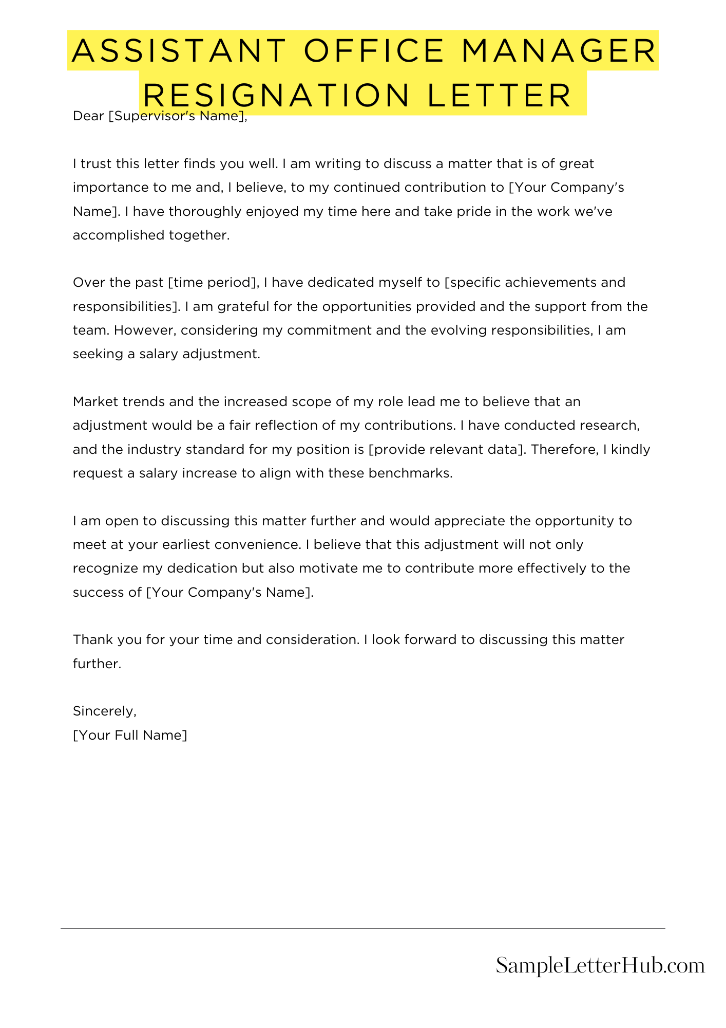 Assistant Office Manager Resignation Letter 