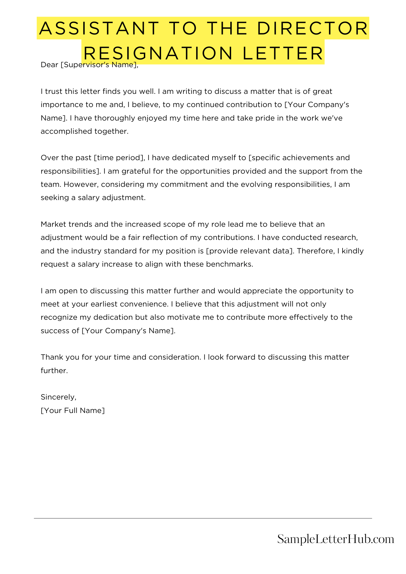 Assistant To The Director Resignation Letter