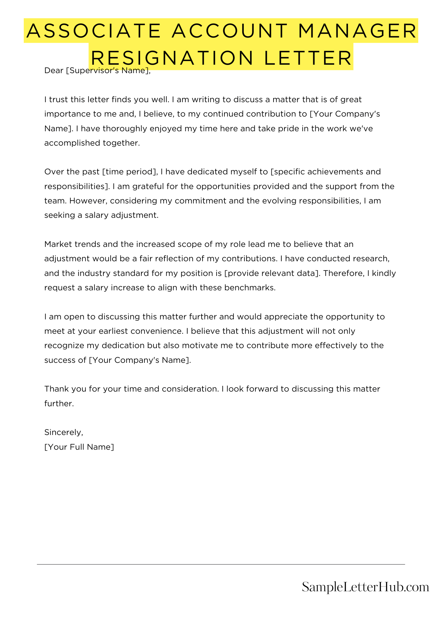 Associate Account Manager Resignation Letter