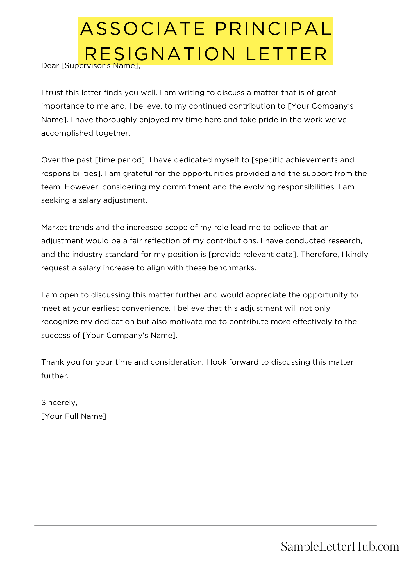 Associate Principal Resignation Letter