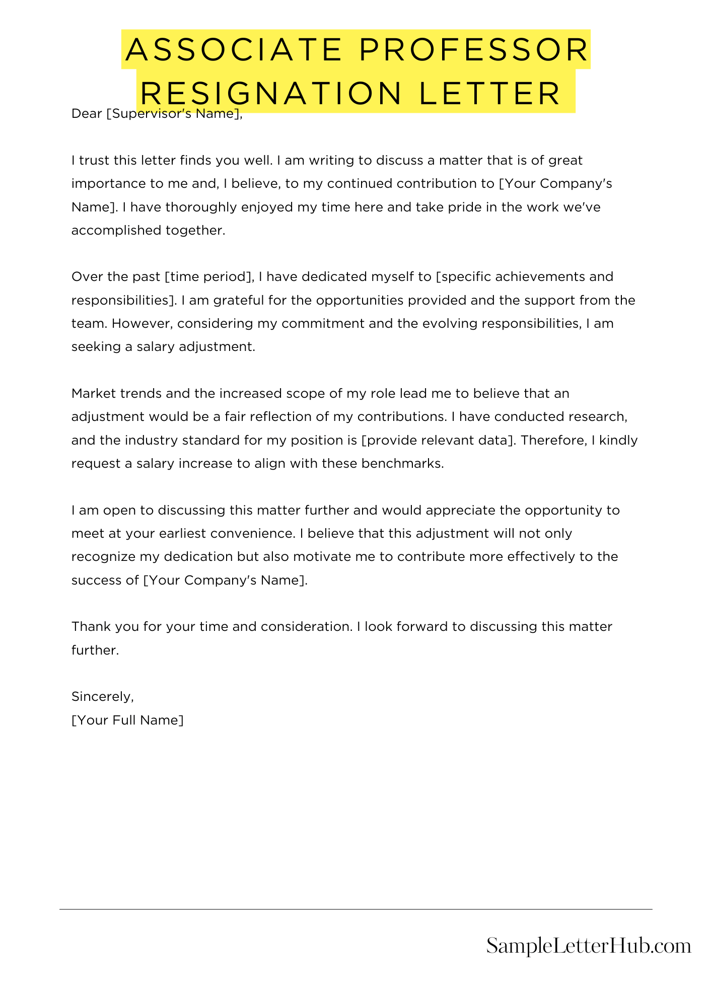 Associate Professor Resignation Letter 