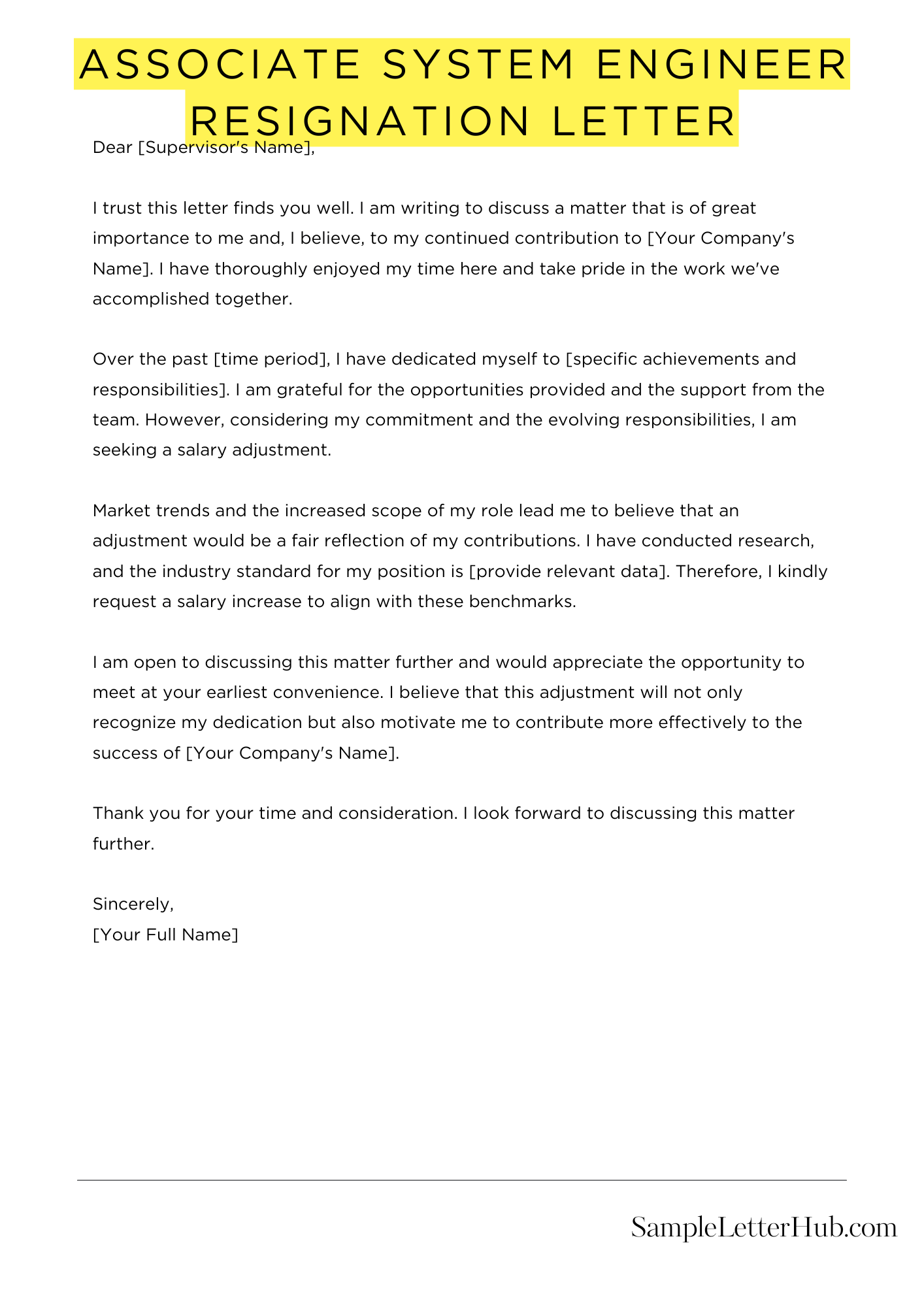 Associate System Engineer Resignation Letter