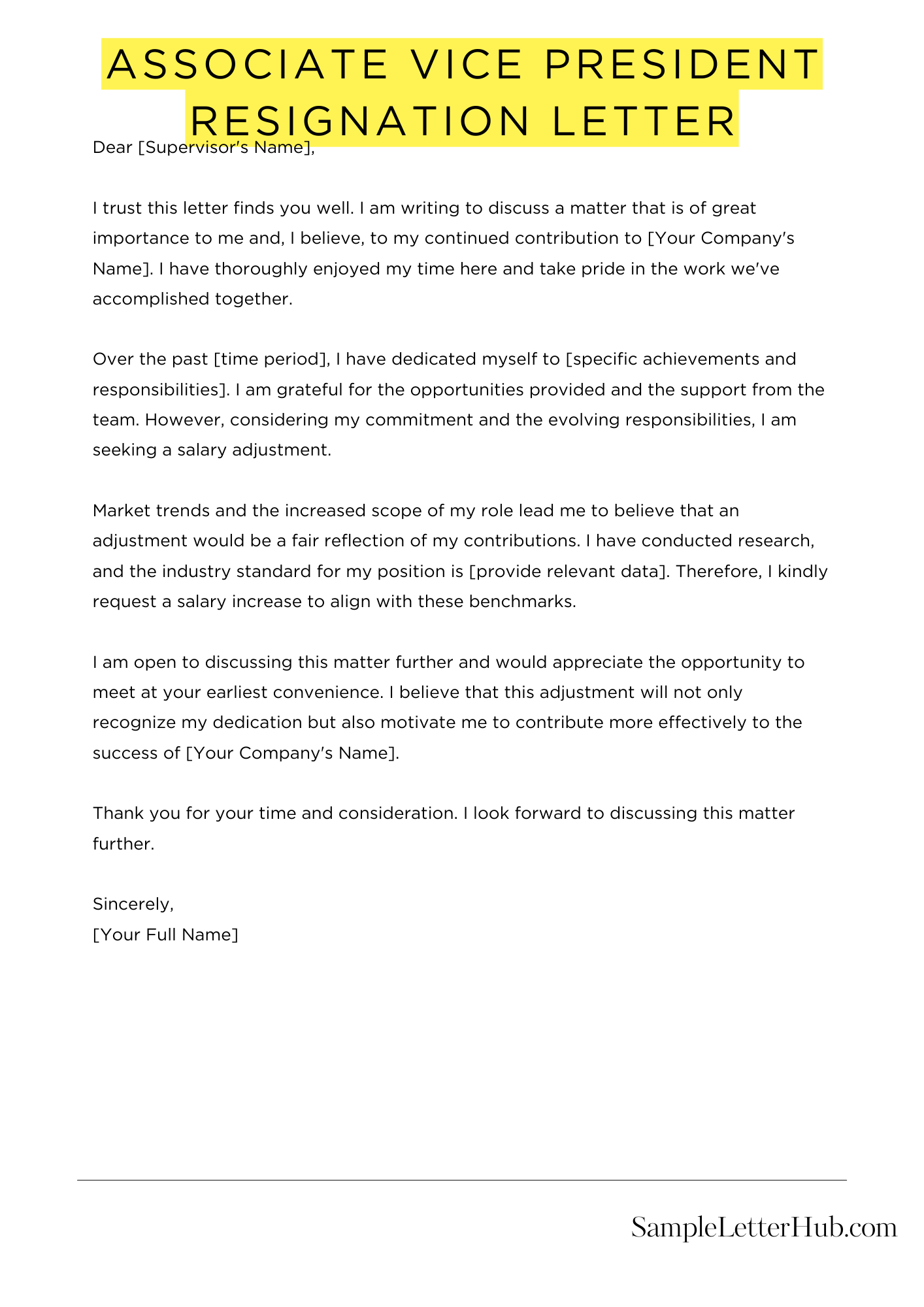 Associate Vice President Resignation Letter