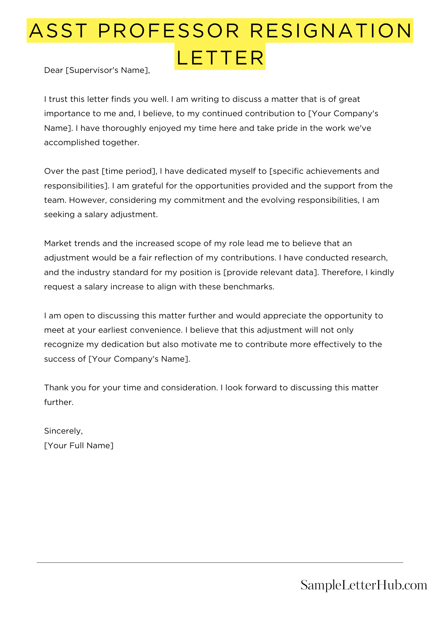 Asst Professor Resignation Letter