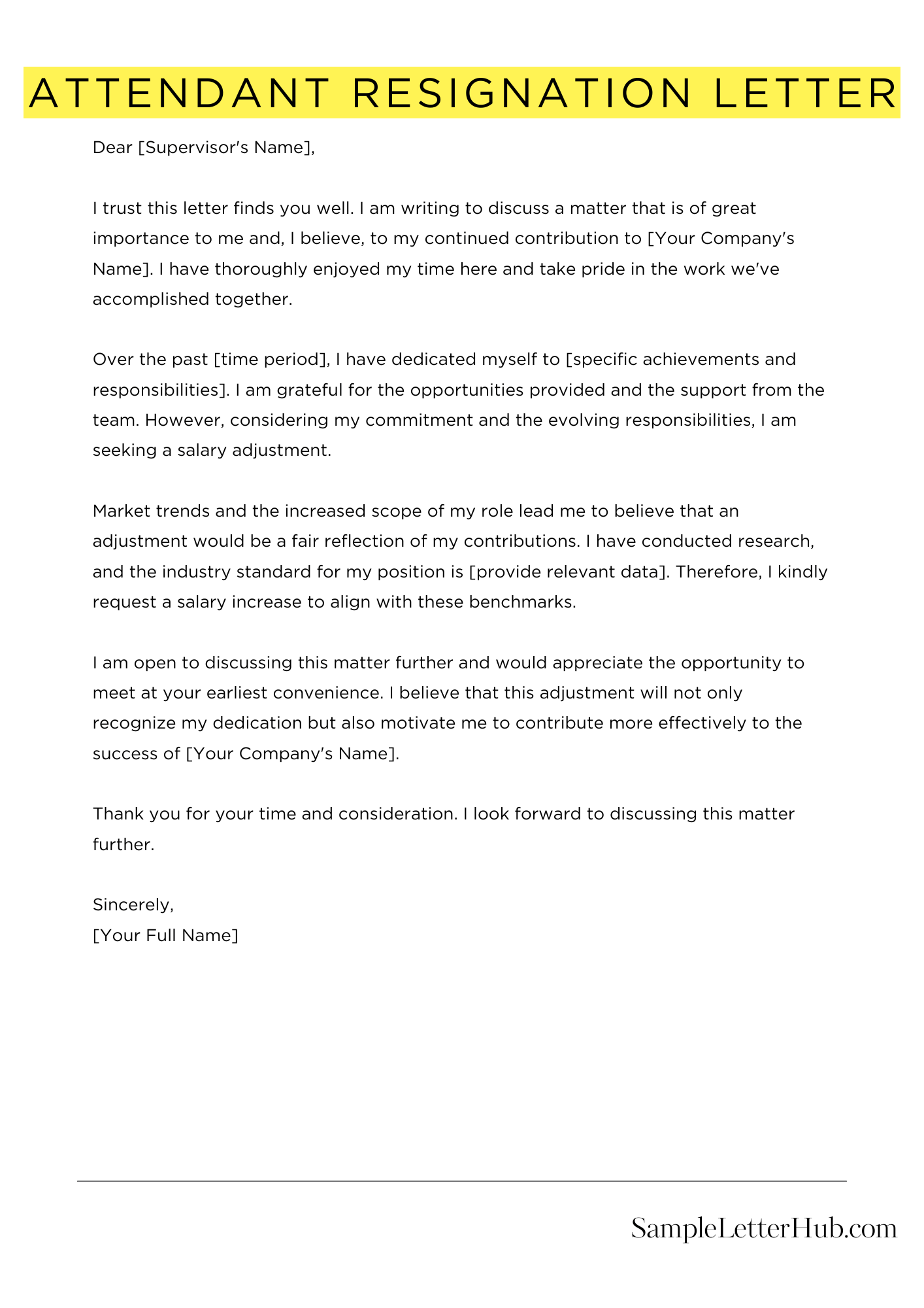 Attendant Resignation Letter