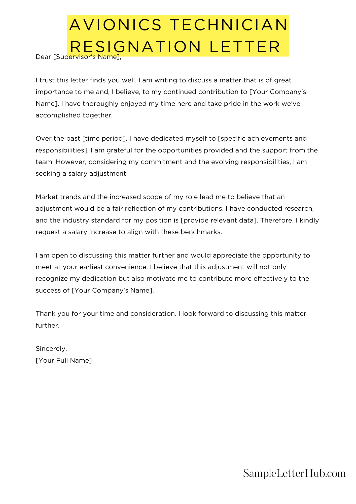 Avionics Technician Resignation Letter 