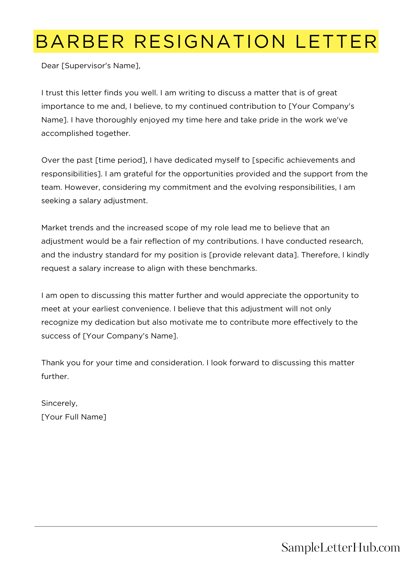 Barber Resignation Letter