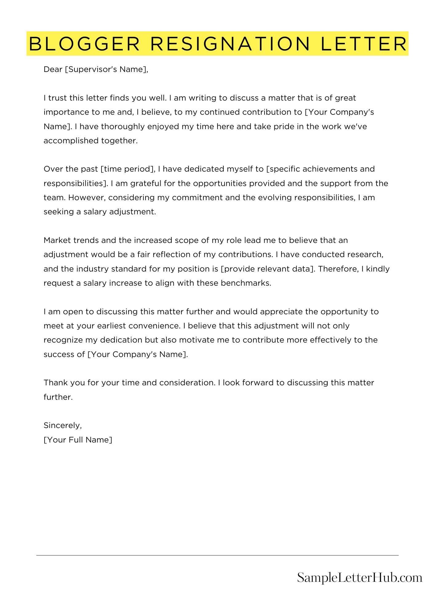 Blogger Resignation Letter