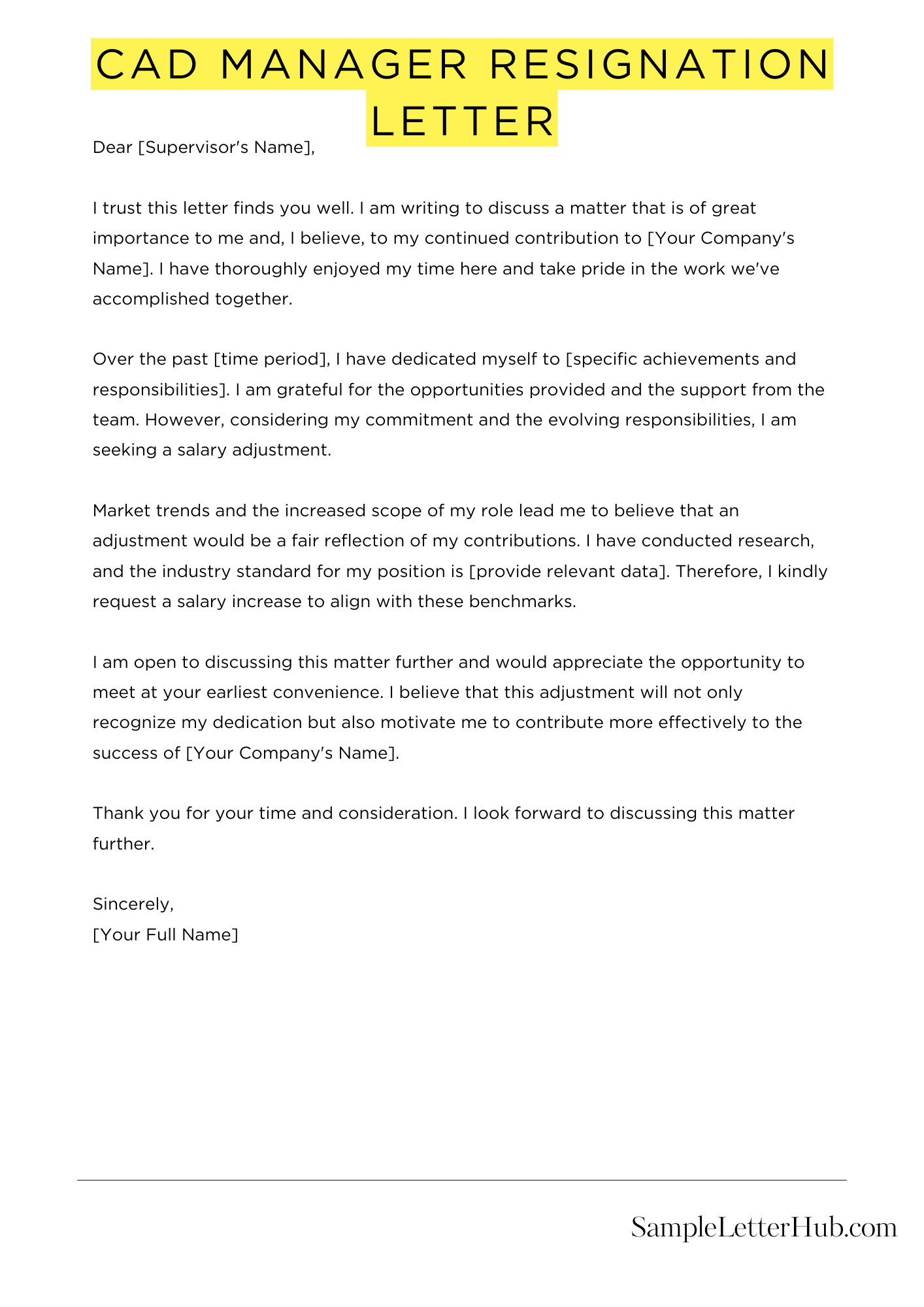 Cad Manager Resignation Letter