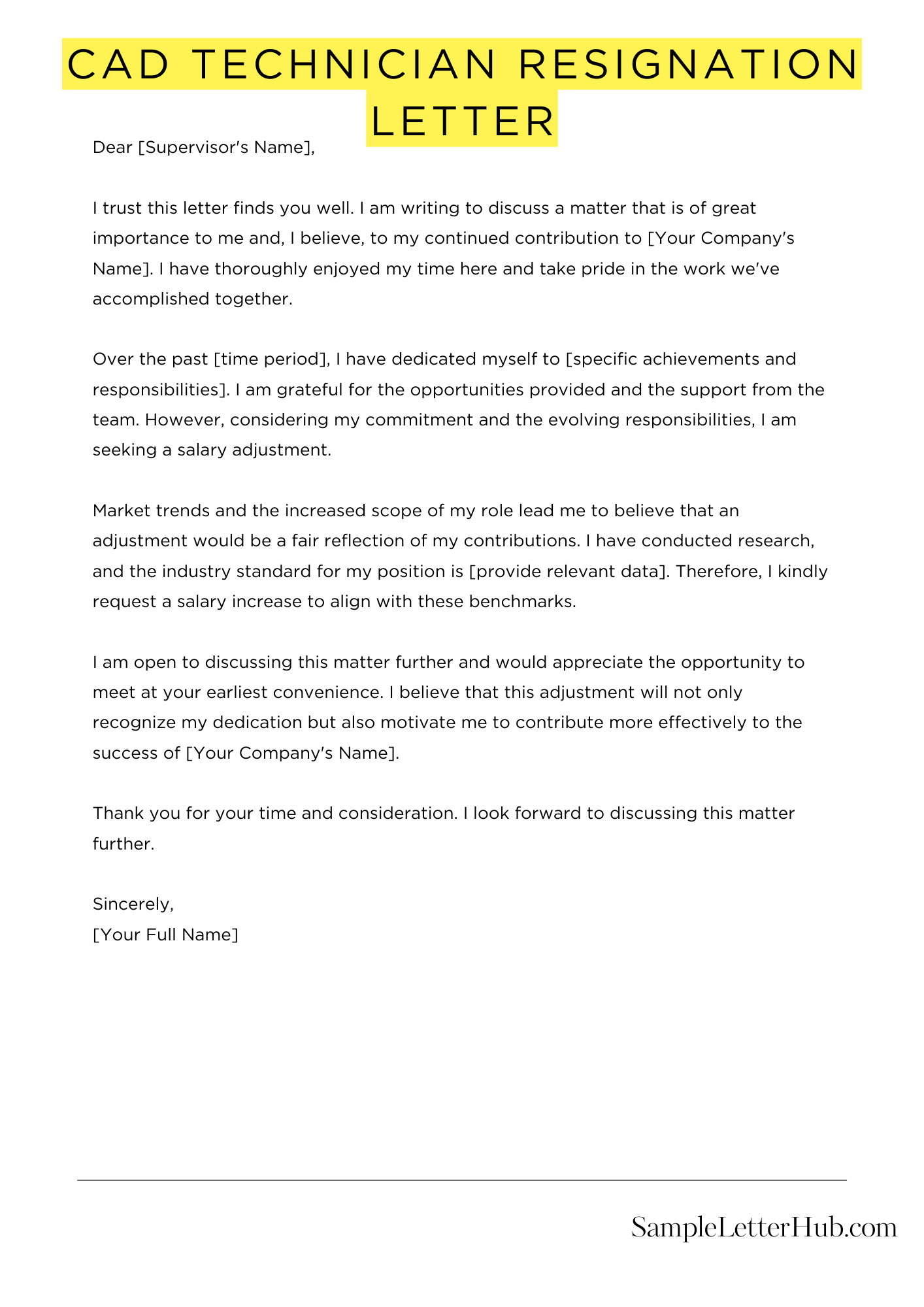 Cad Technician Resignation Letter