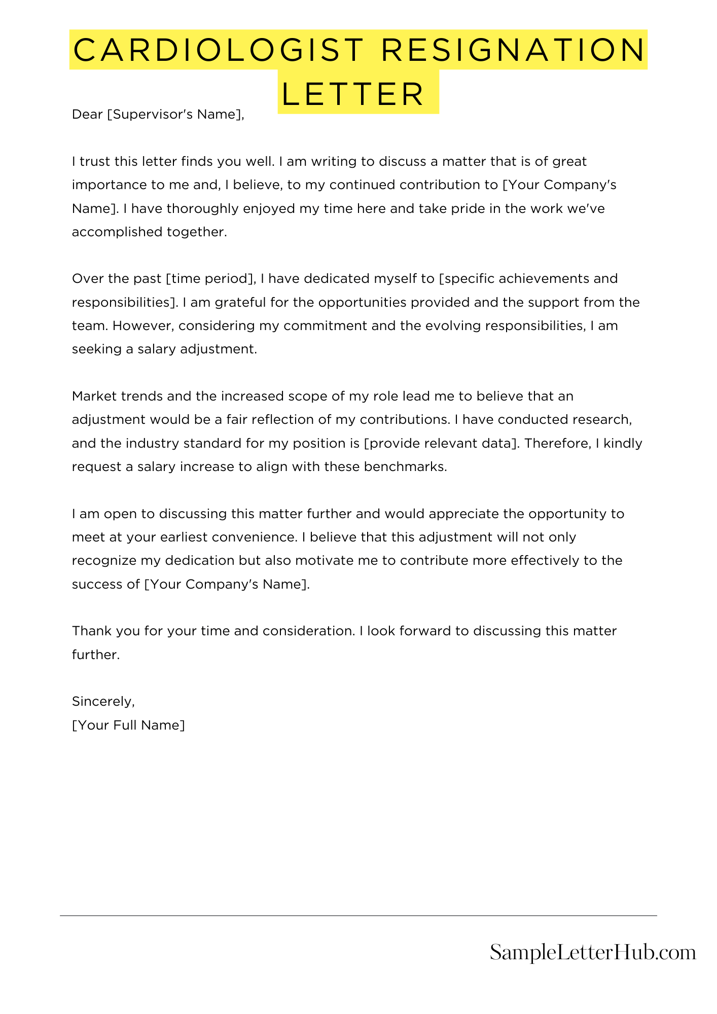 Cardiologist Resignation Letter 