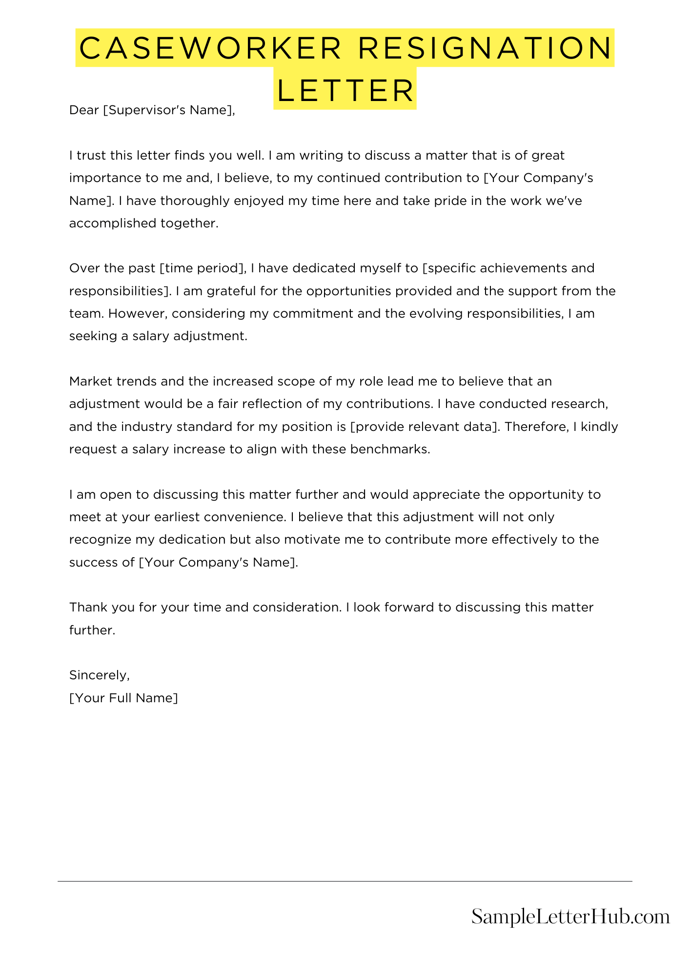 Caseworker Resignation Letter