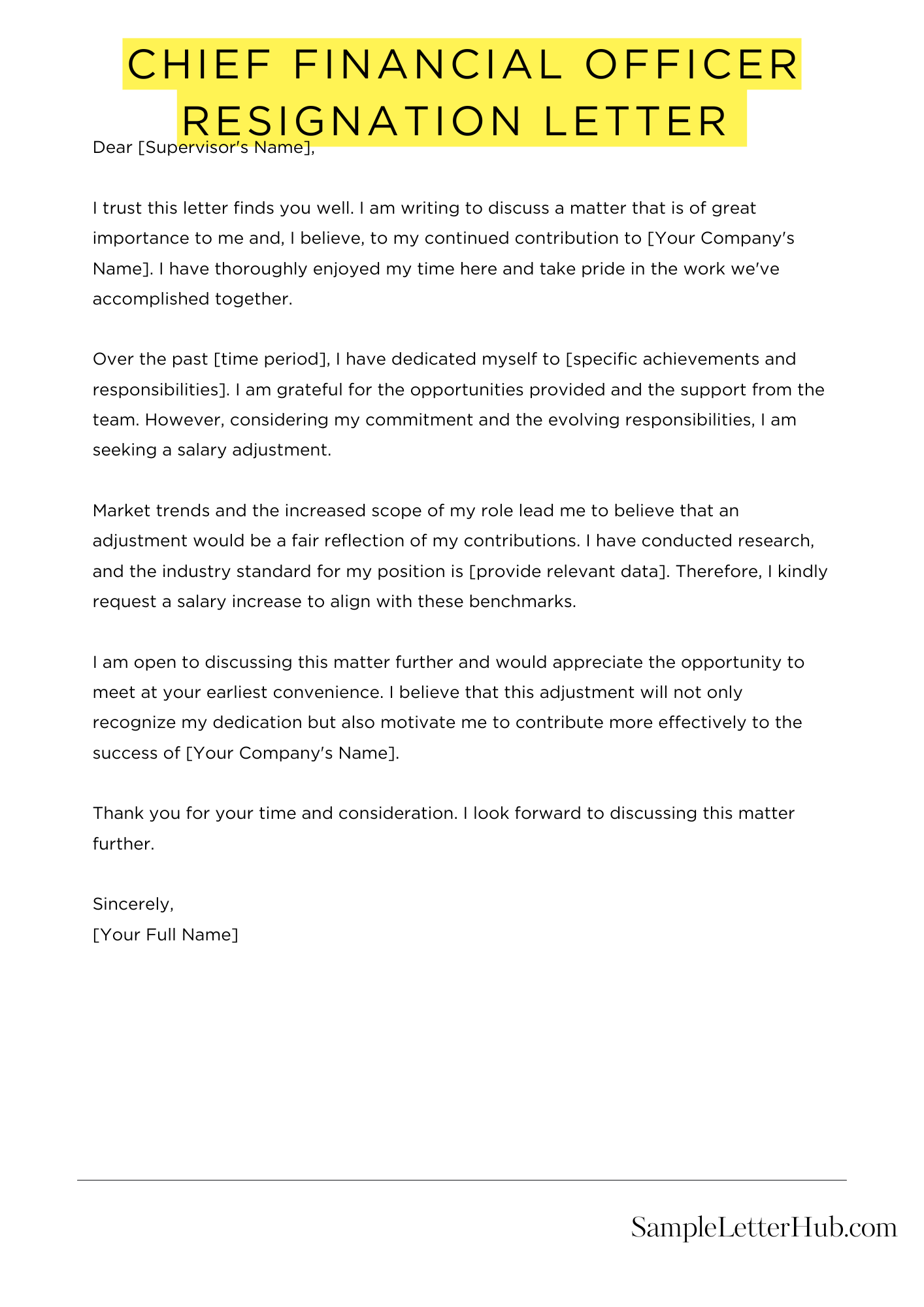 Chief Financial Officer Resignation Letter 