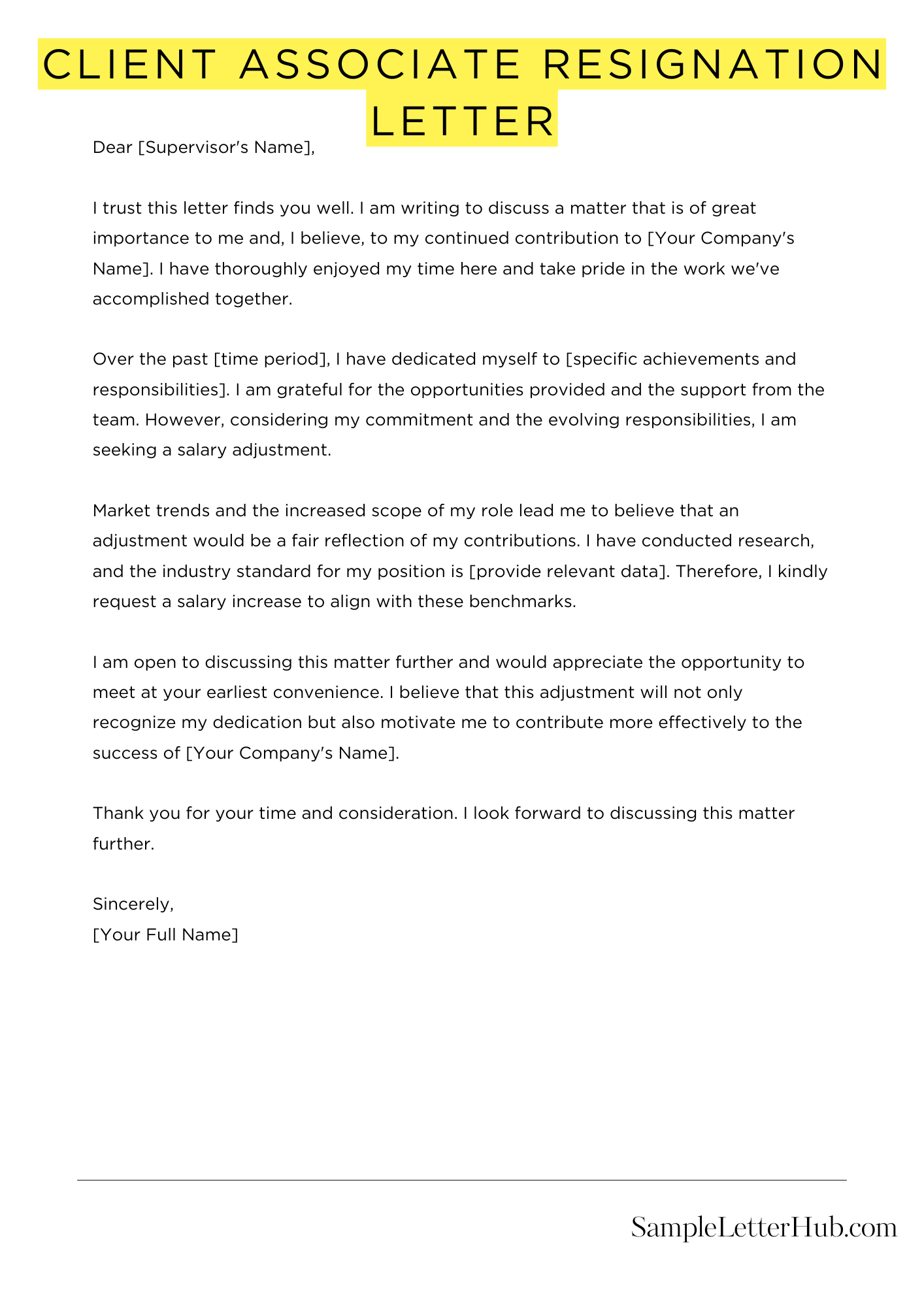 Client Associate Resignation Letter