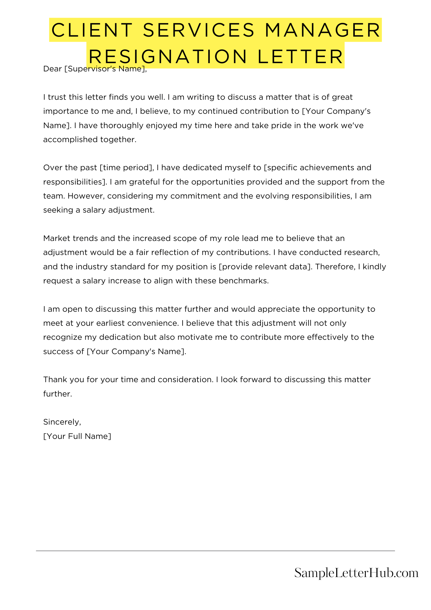 Client Services Manager Resignation Letter