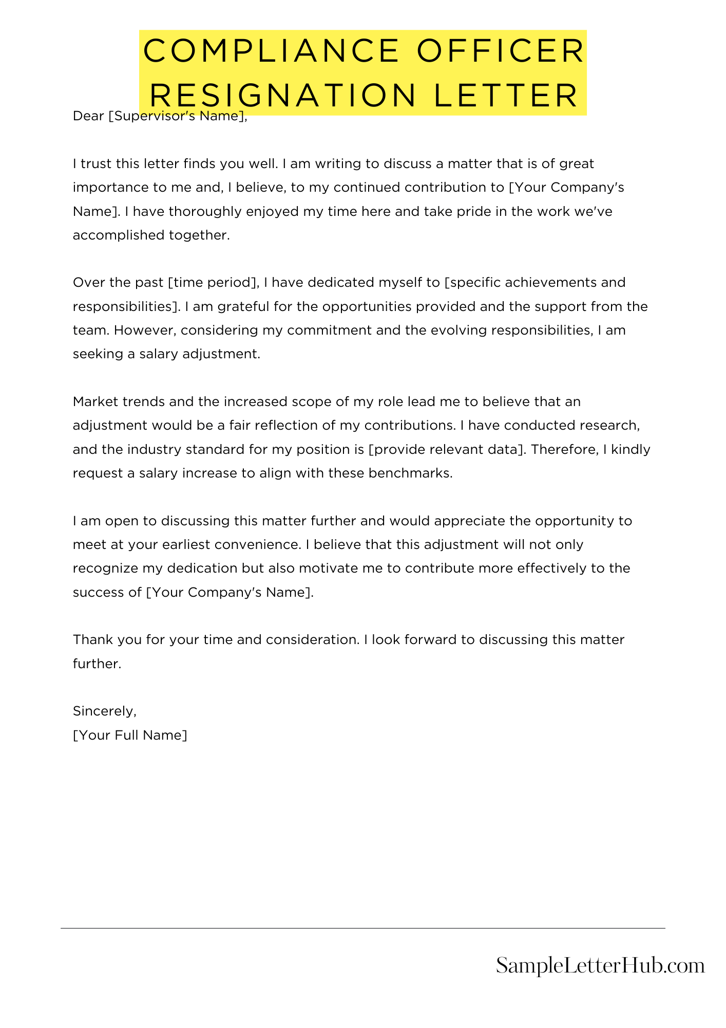 Compliance Officer Resignation Letter