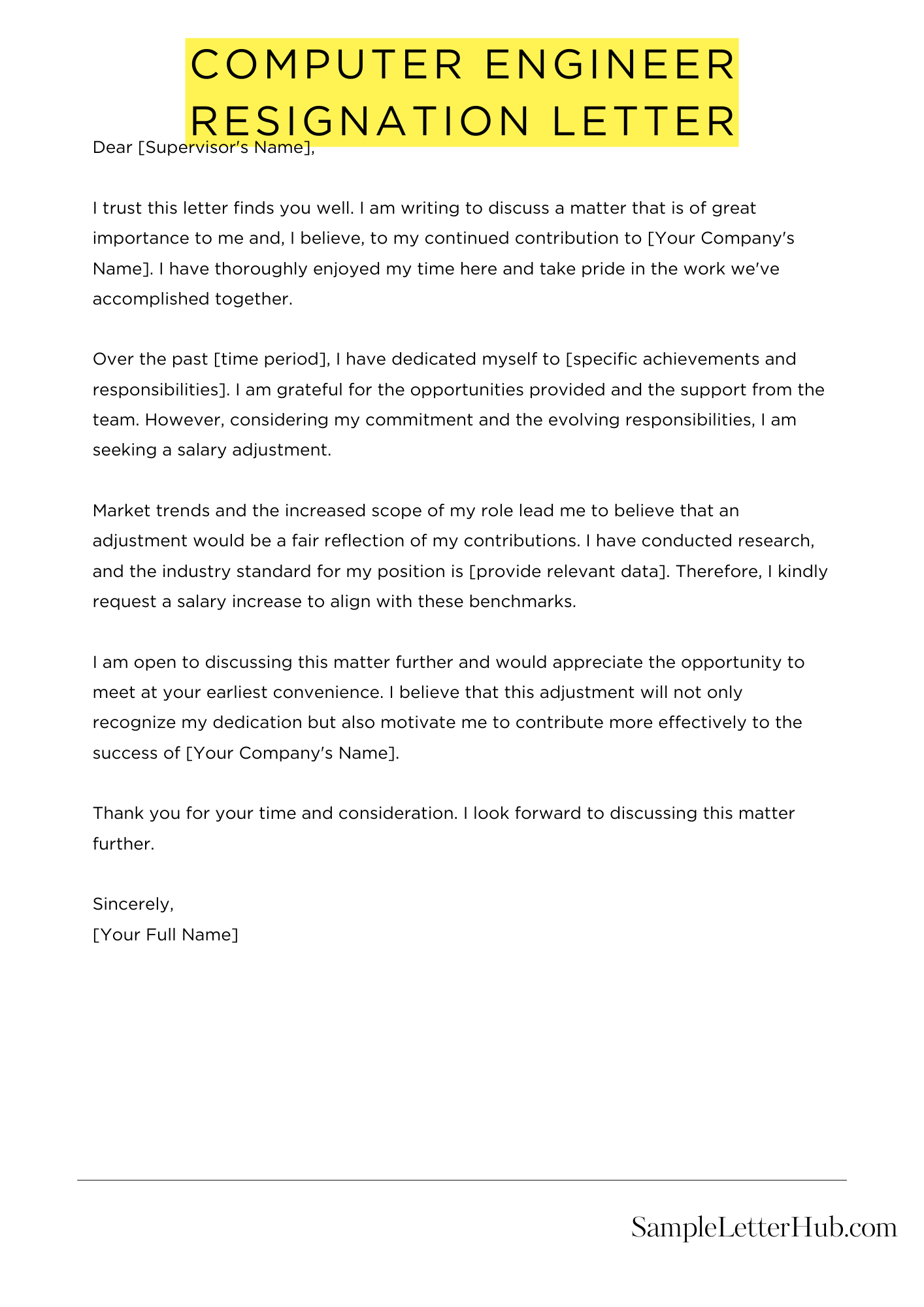 Computer Engineer Resignation Letter