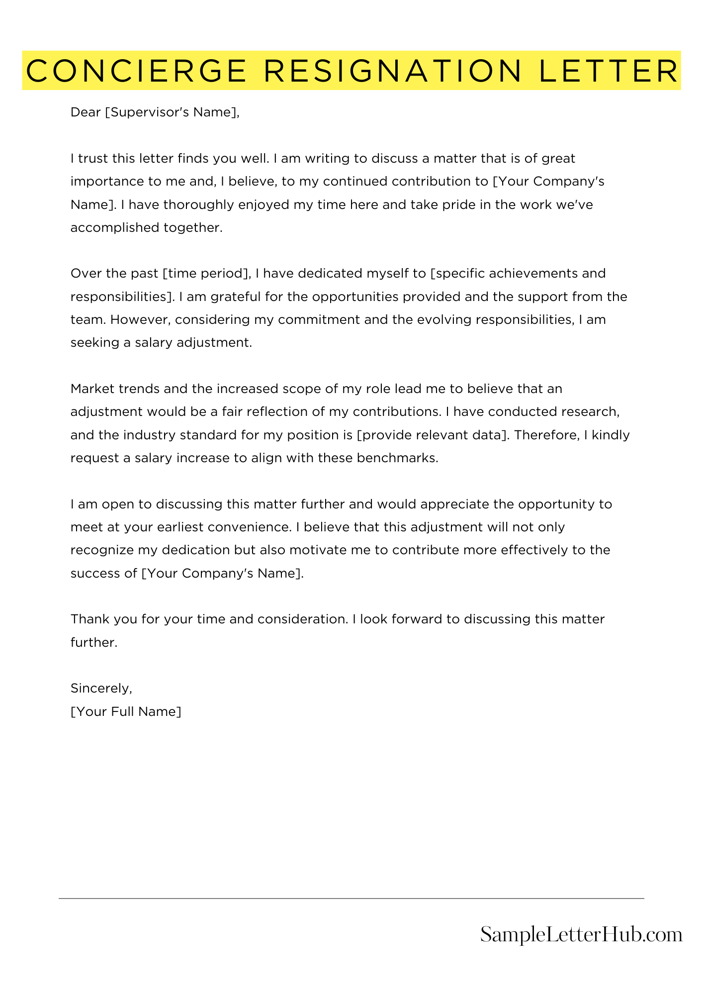 Concierge Resignation Letter