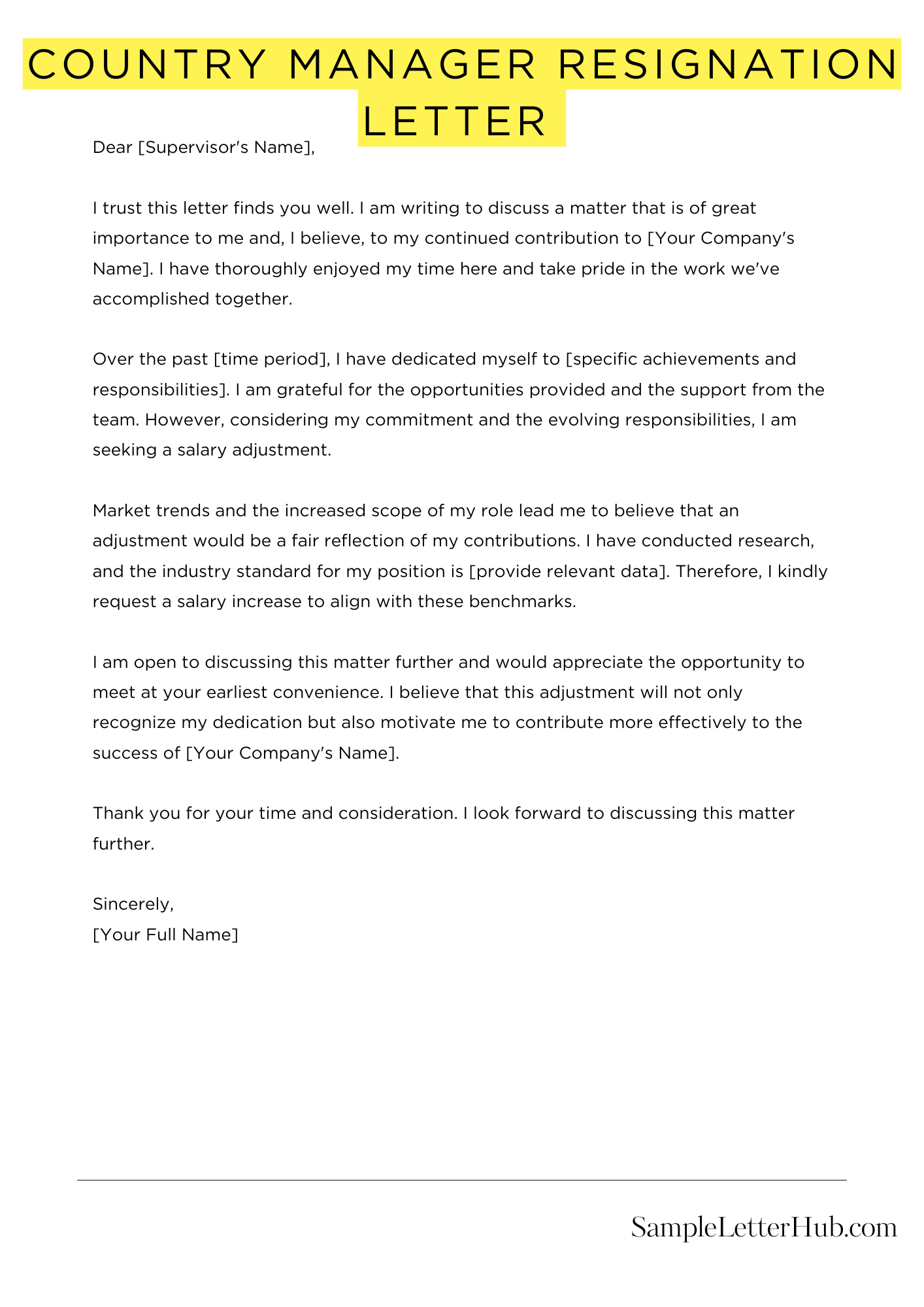 Country Manager Resignation Letter 