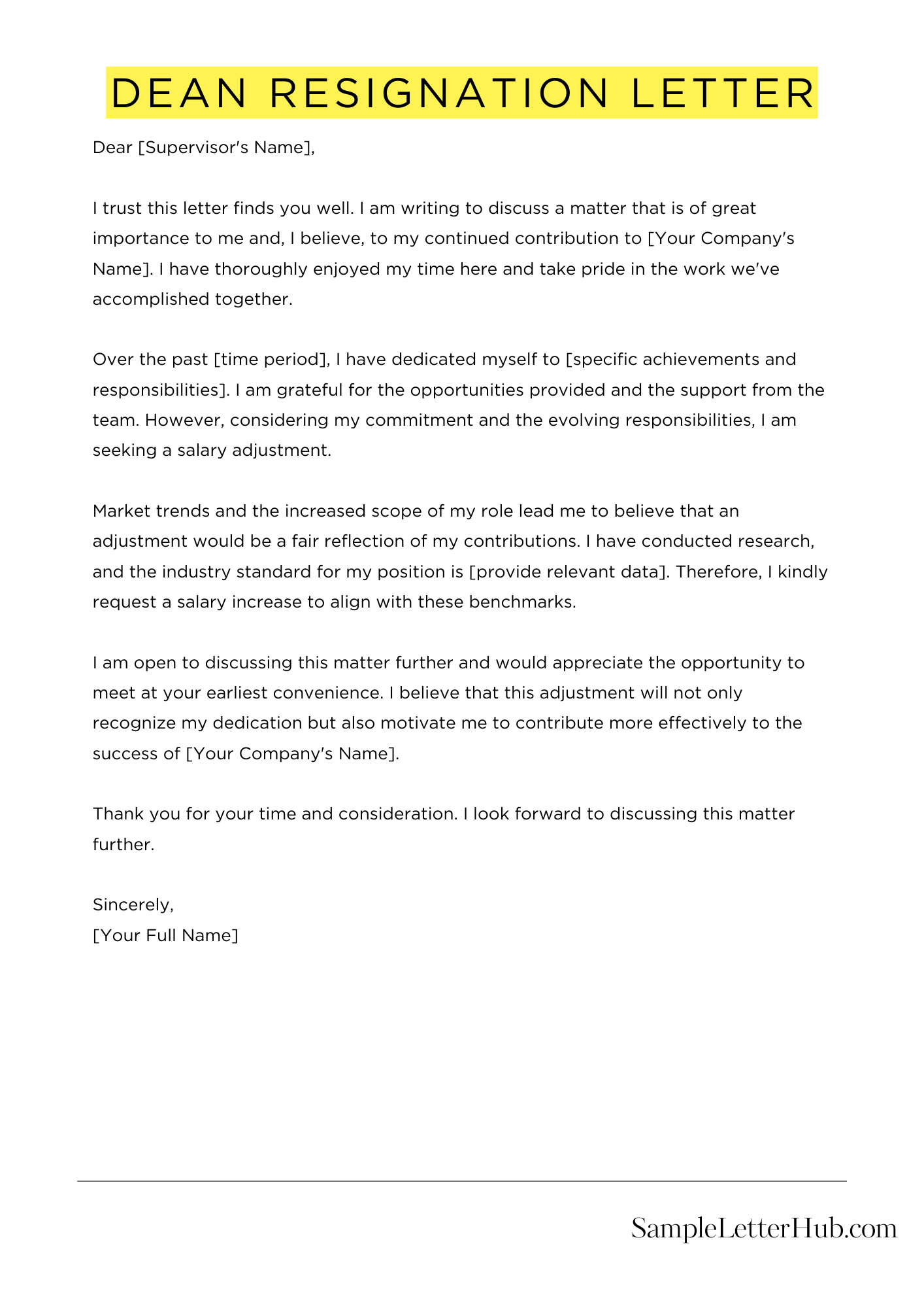 Dean Resignation Letter