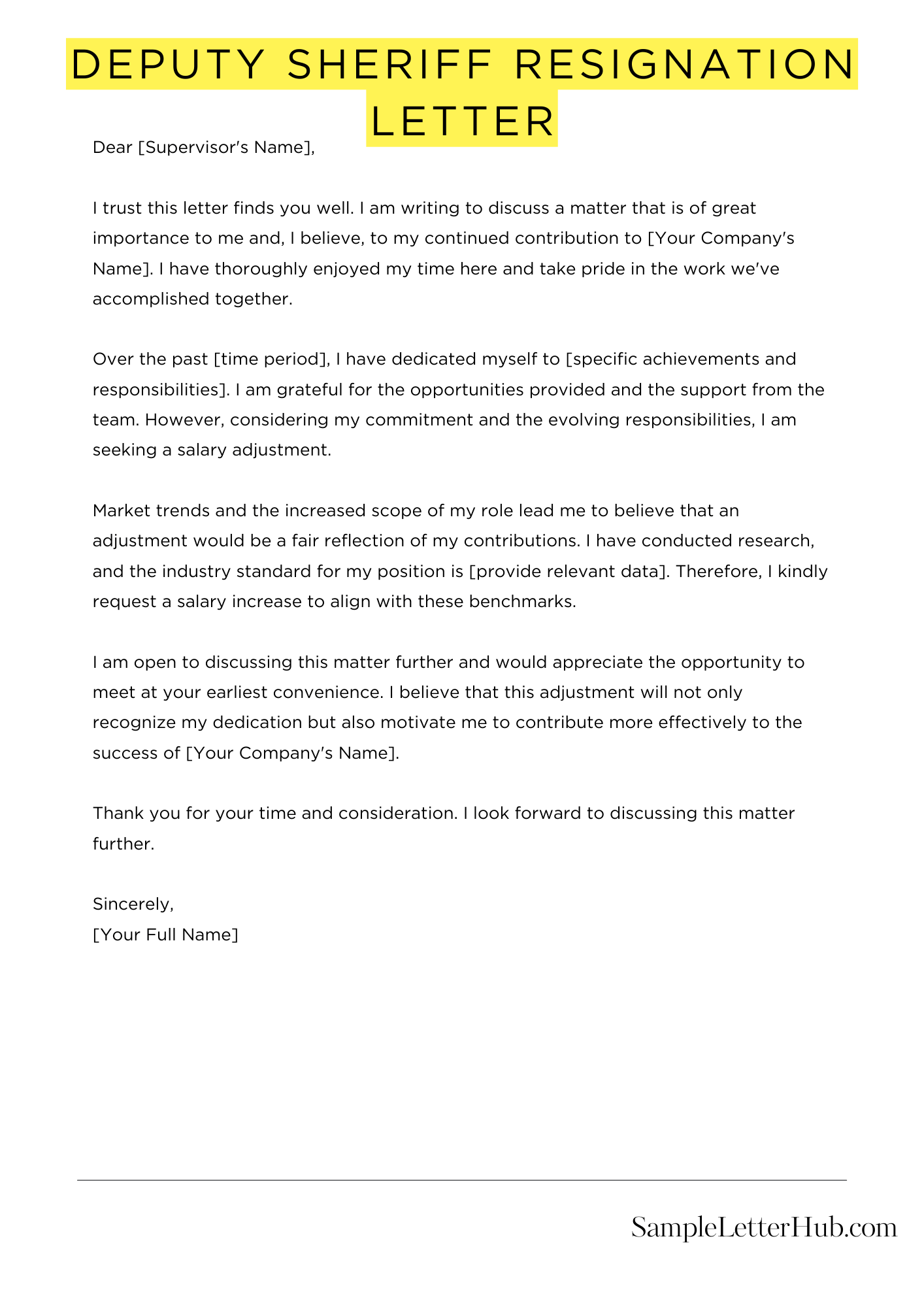 Deputy Sheriff Resignation Letter