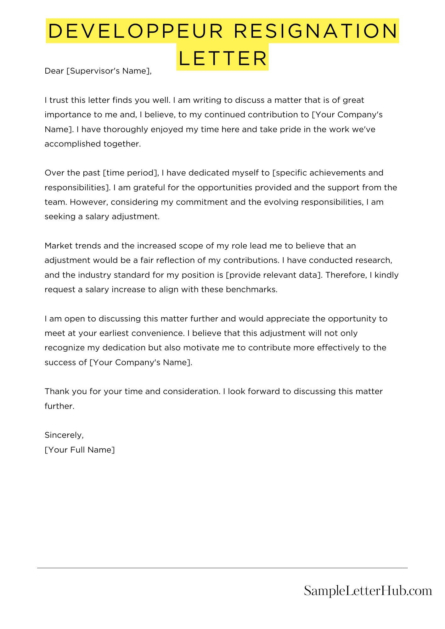 Developpeur Resignation Letter