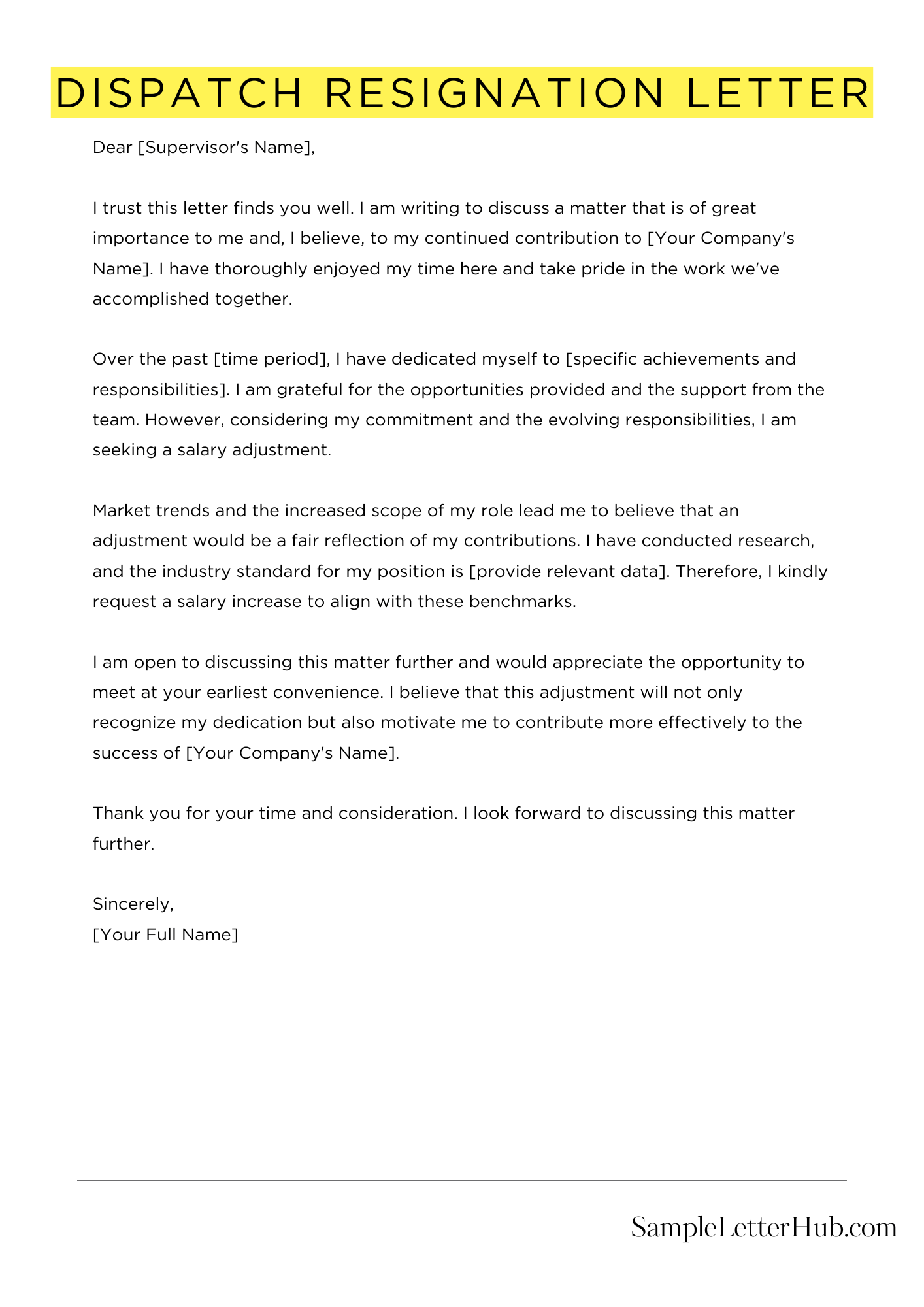 Dispatch Resignation Letter