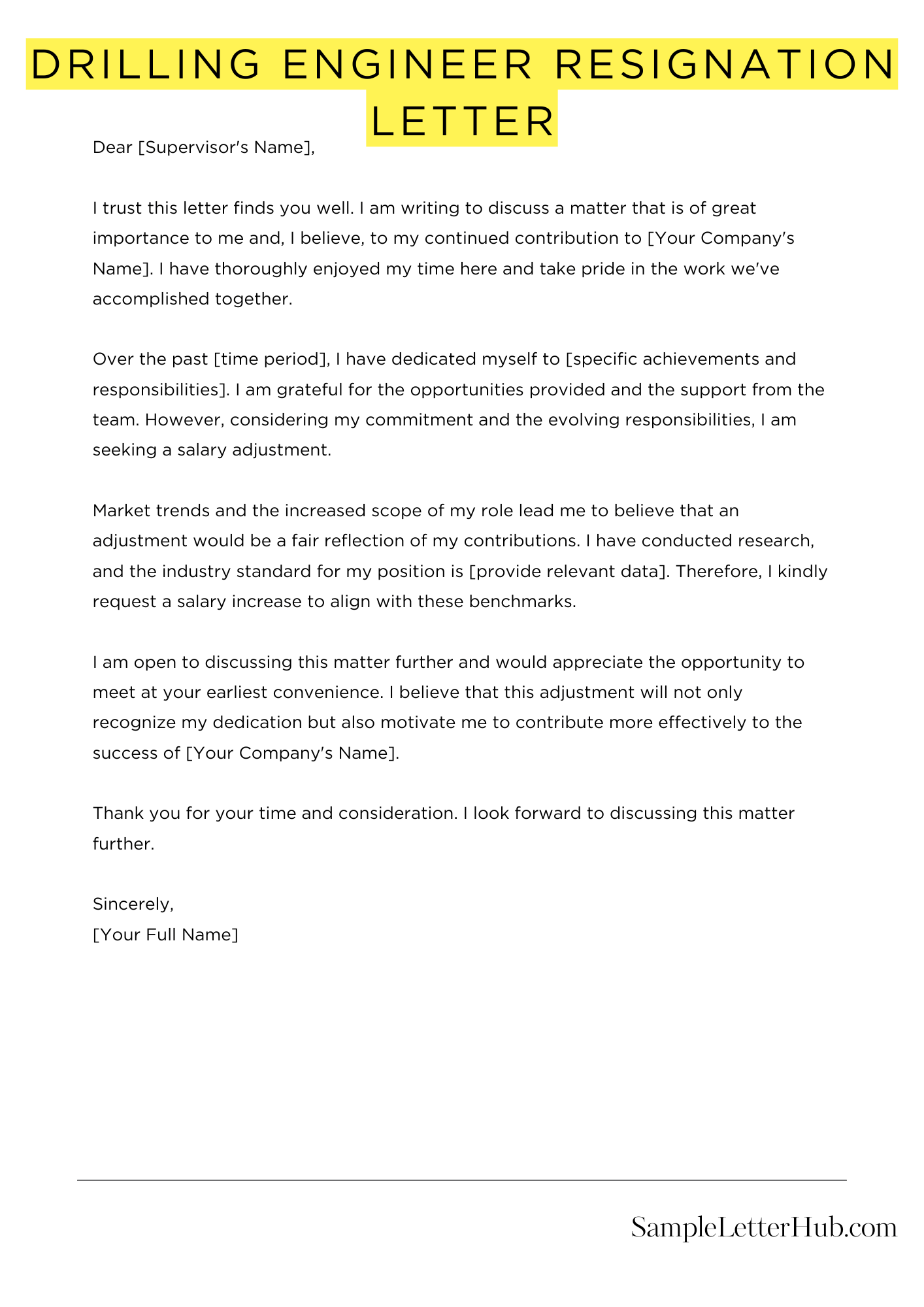 Drilling Engineer Resignation Letter