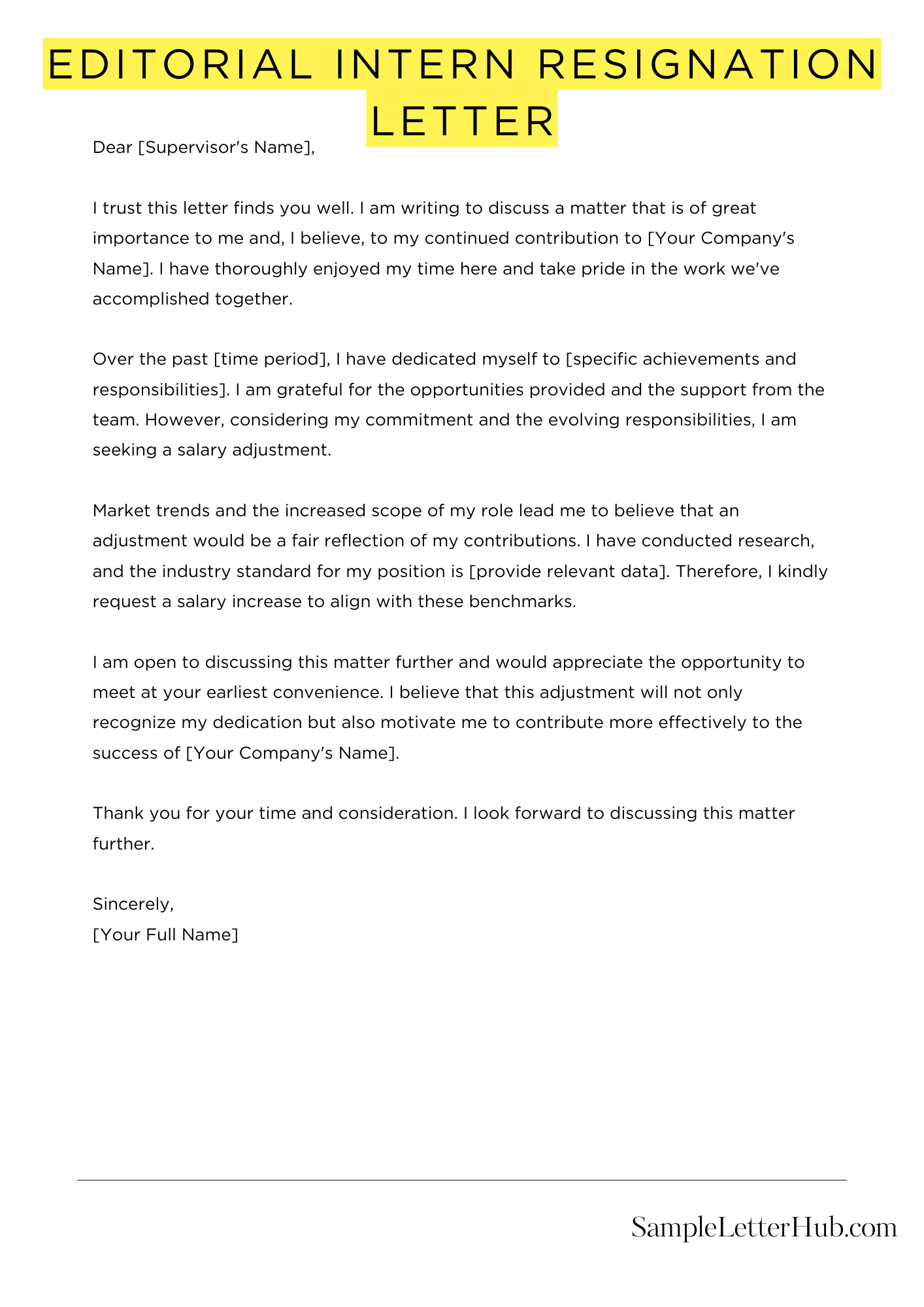 Editorial Intern Resignation Letter