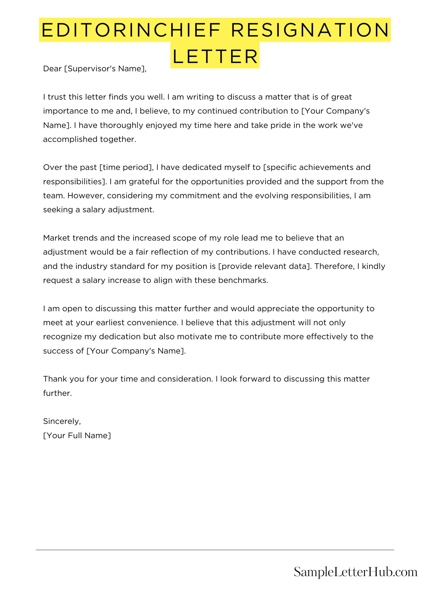 Editorinchief Resignation Letter