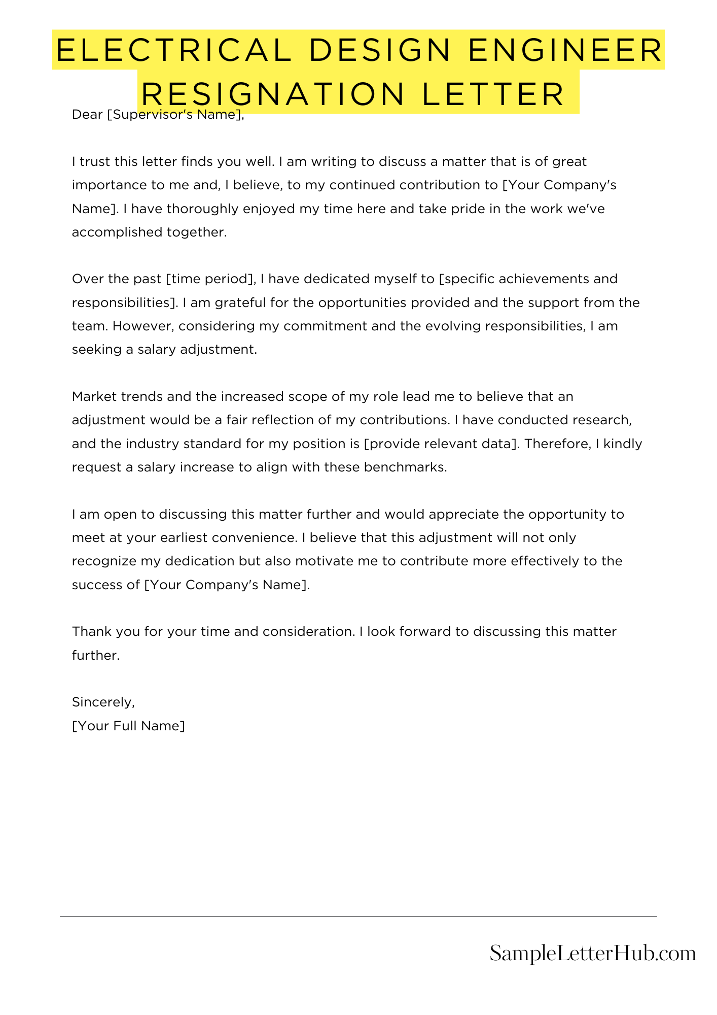 Electrical Design Engineer Resignation Letter 