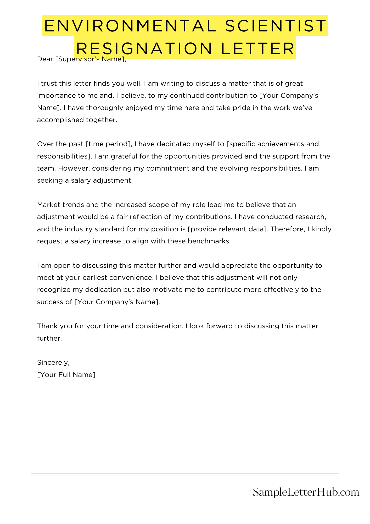 Environmental Scientist Resignation Letter