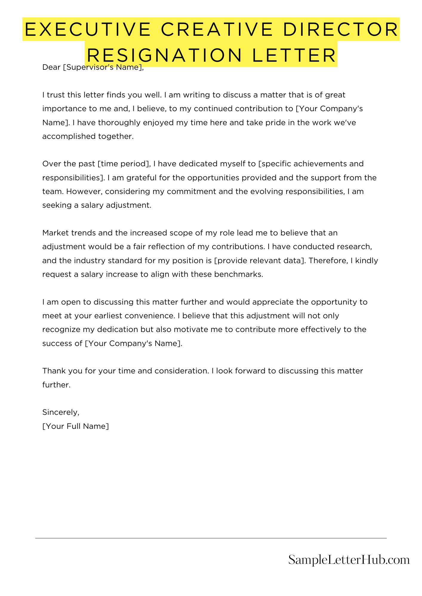 Executive Creative Director Resignation Letter