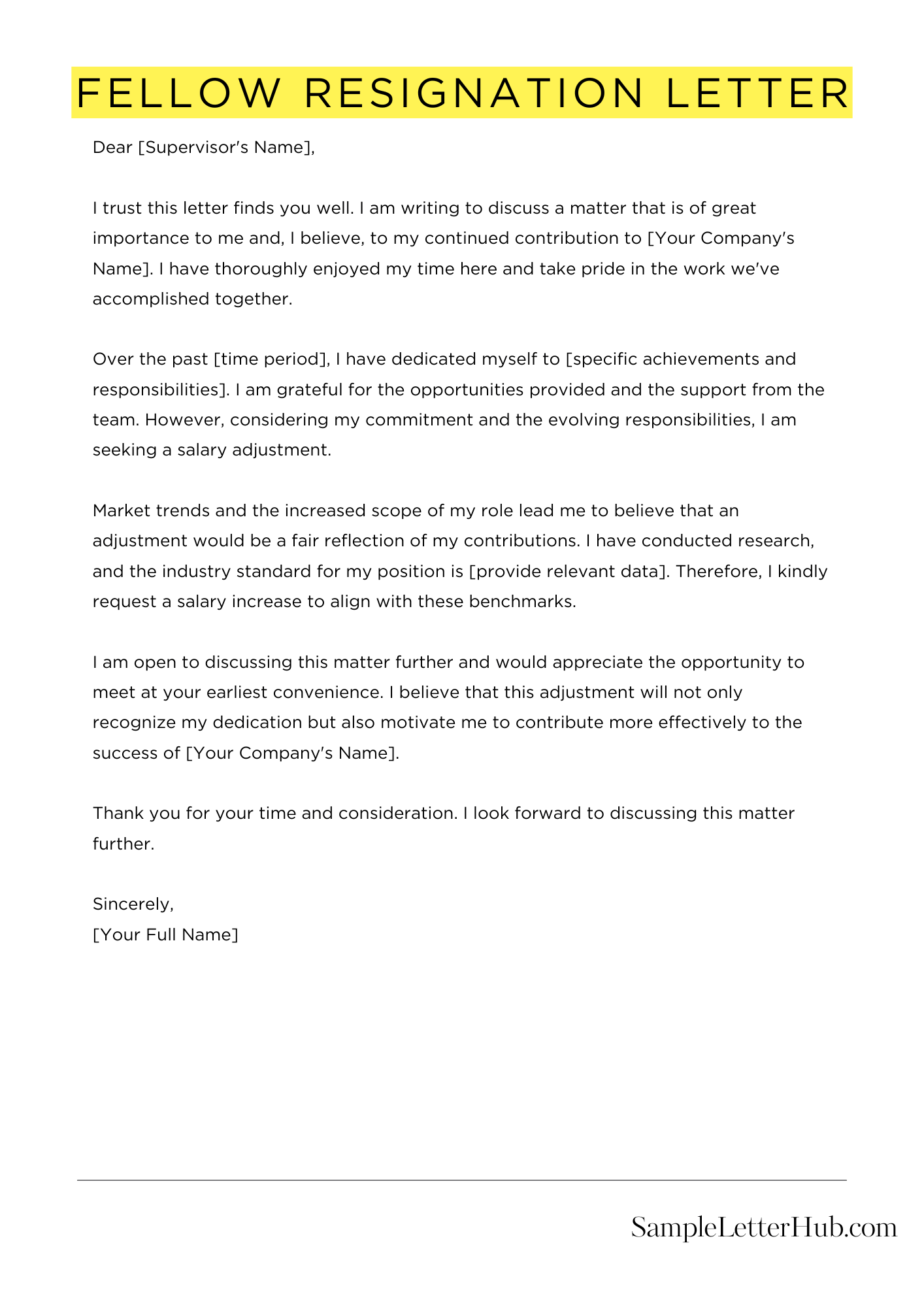 Fellow Resignation Letter