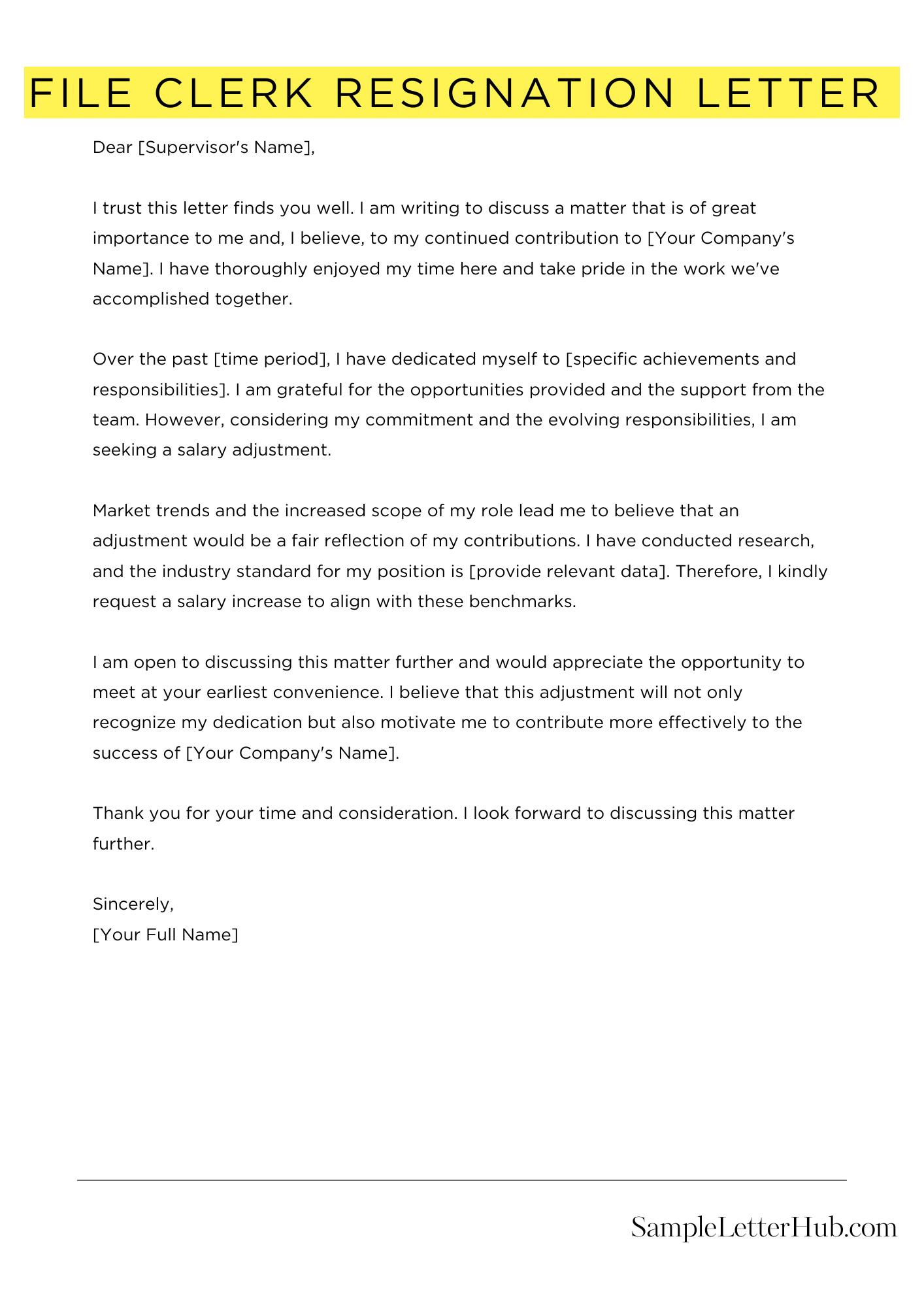 File Clerk Resignation Letter 