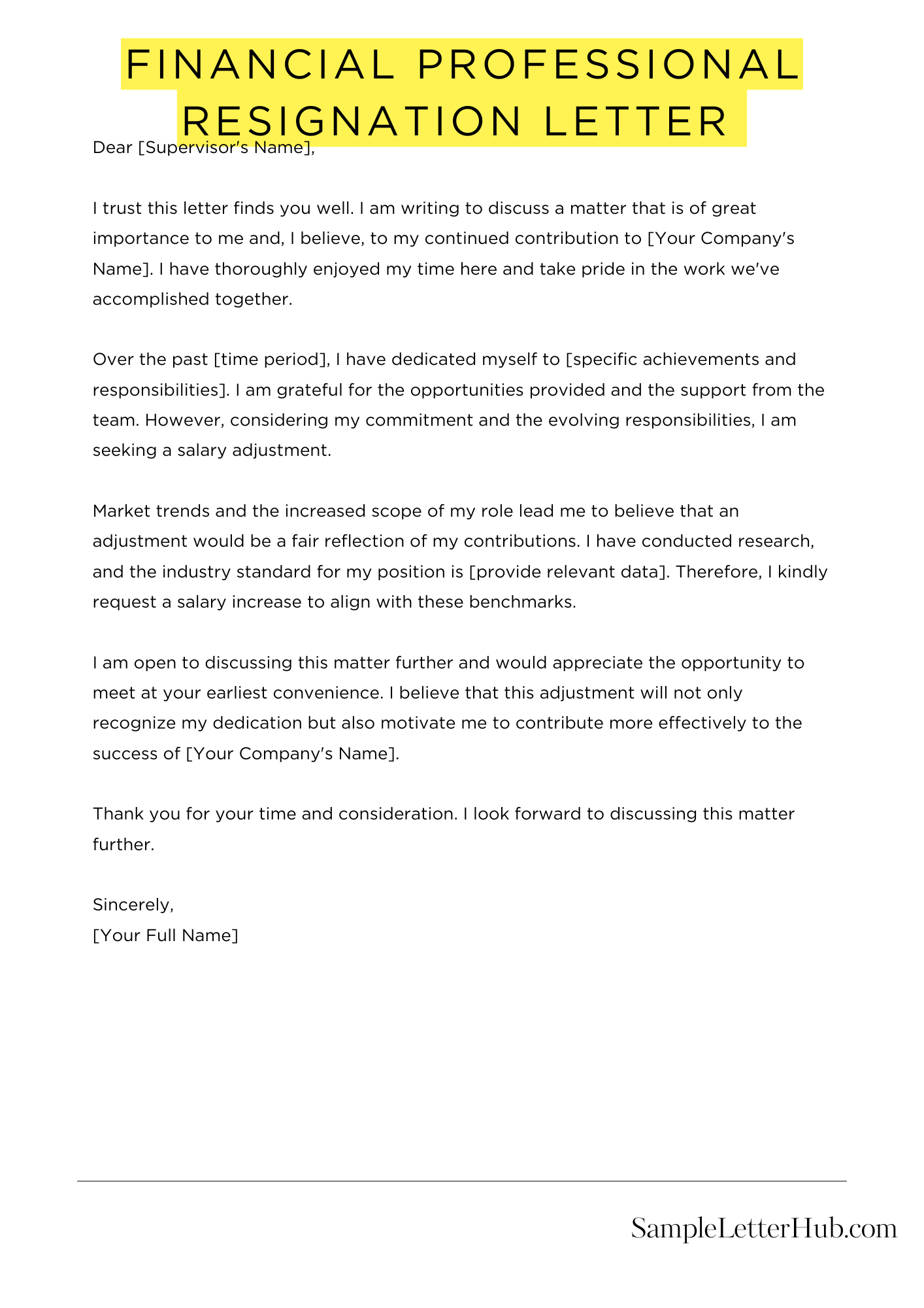 Financial Professional Resignation Letter 