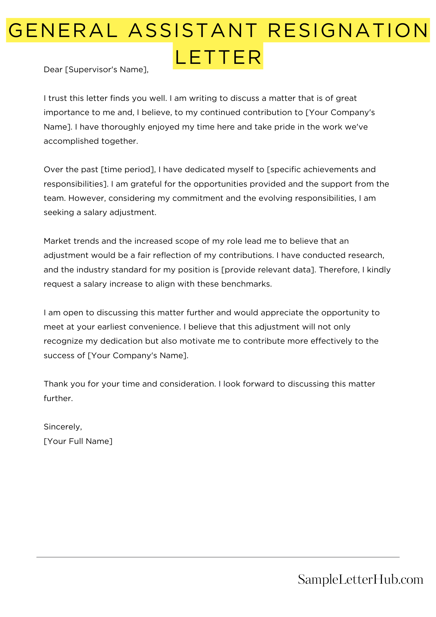 General Assistant Resignation Letter