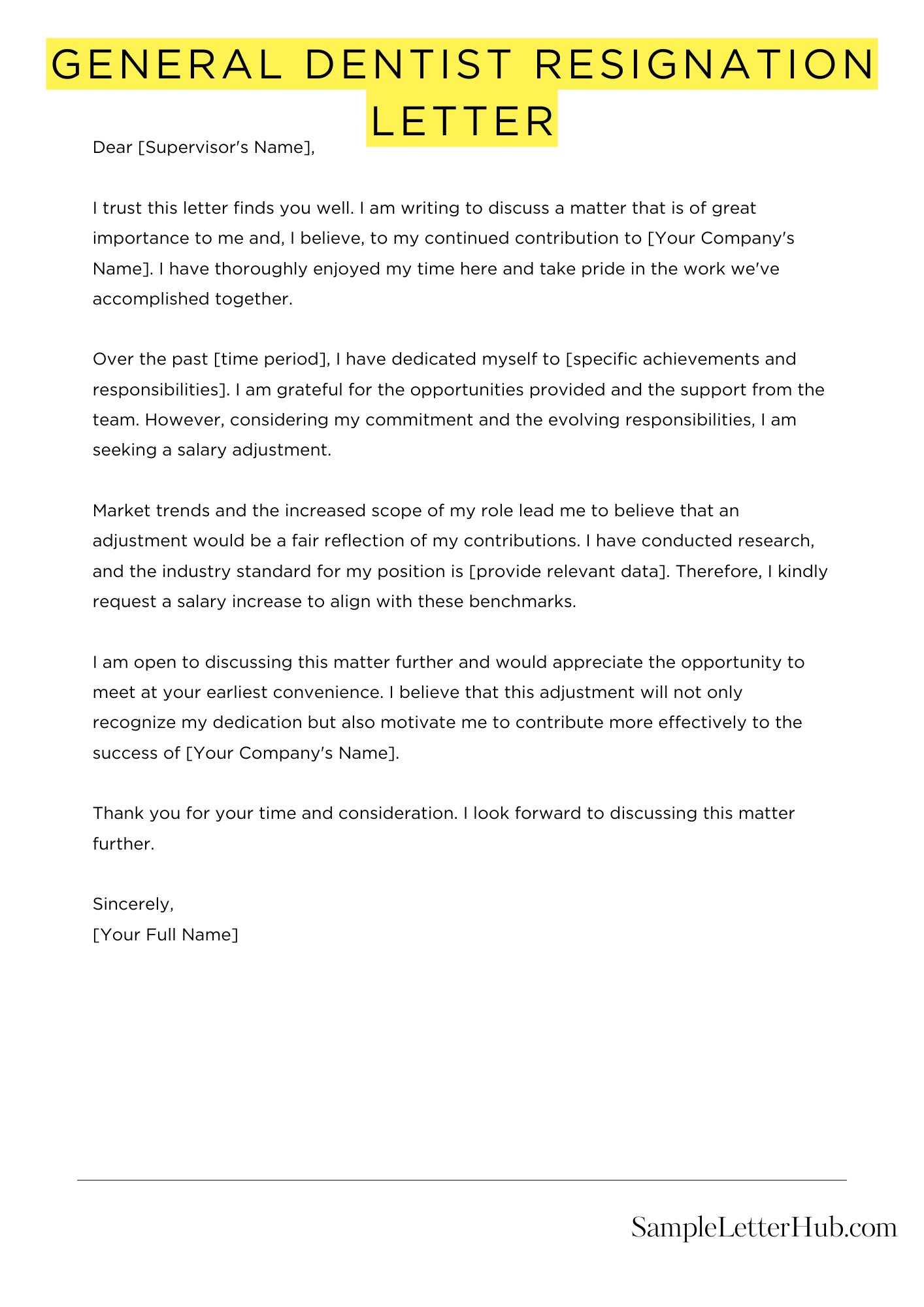 General Dentist Resignation Letter