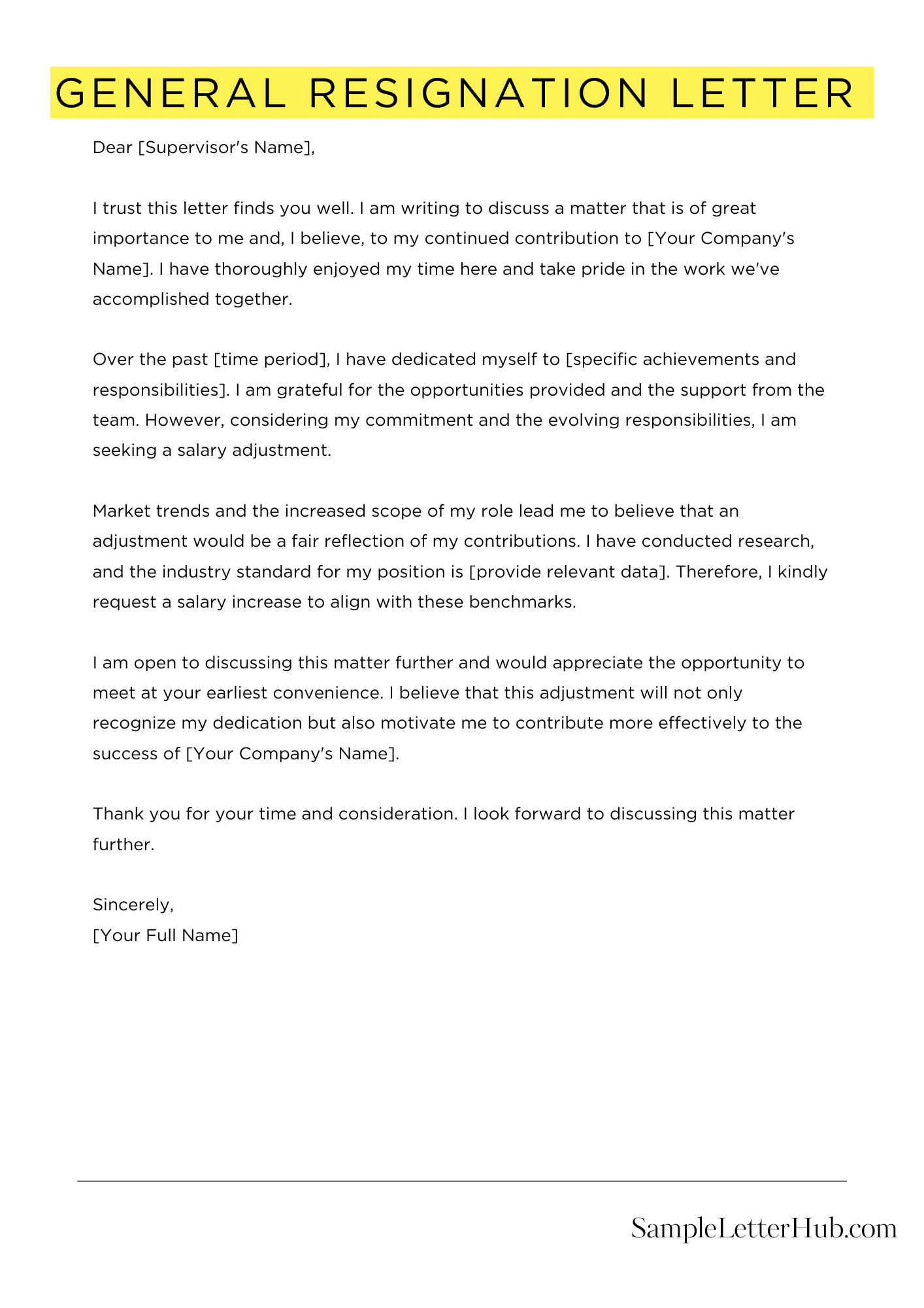 General Resignation Letter 