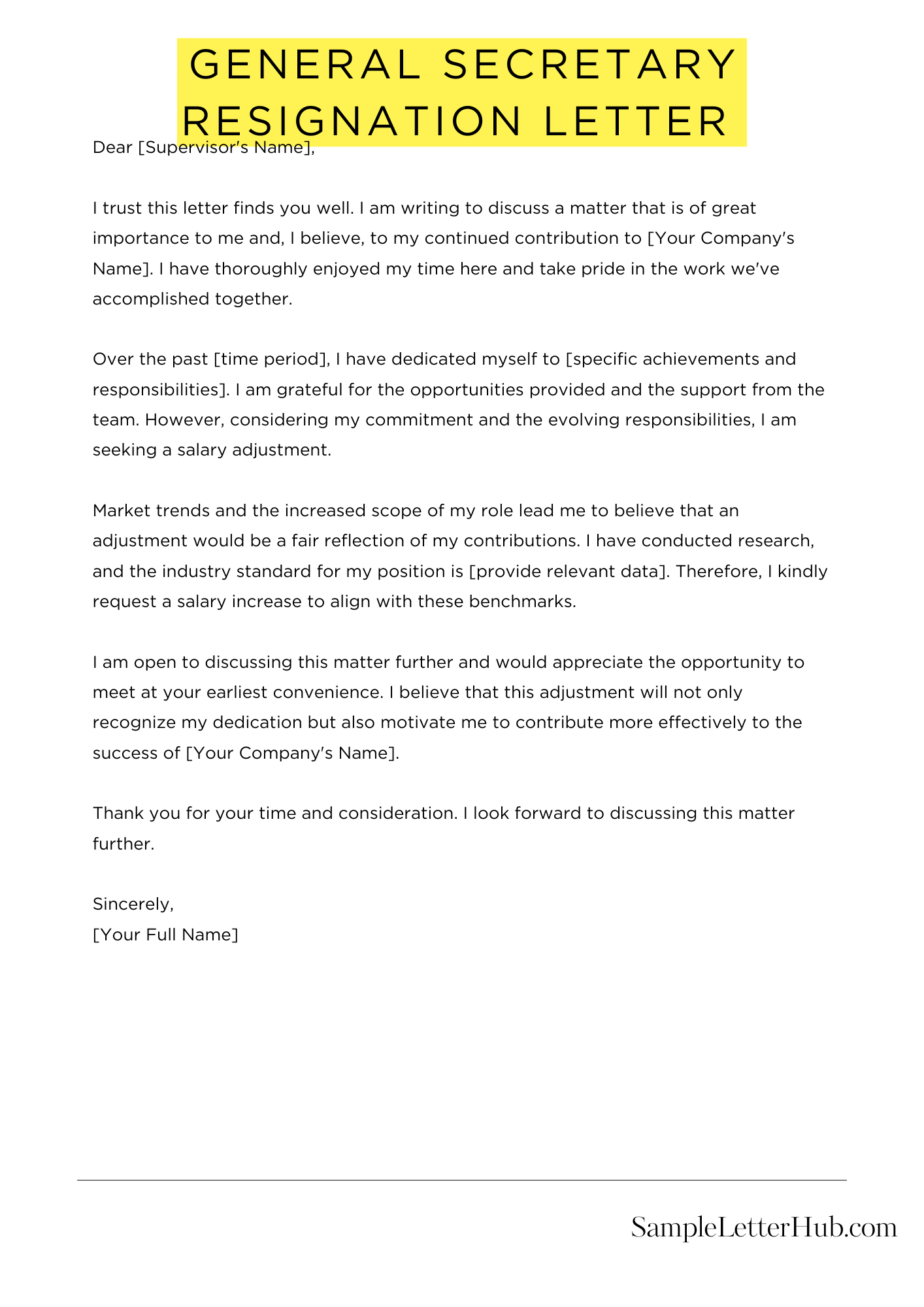 General Secretary Resignation Letter 