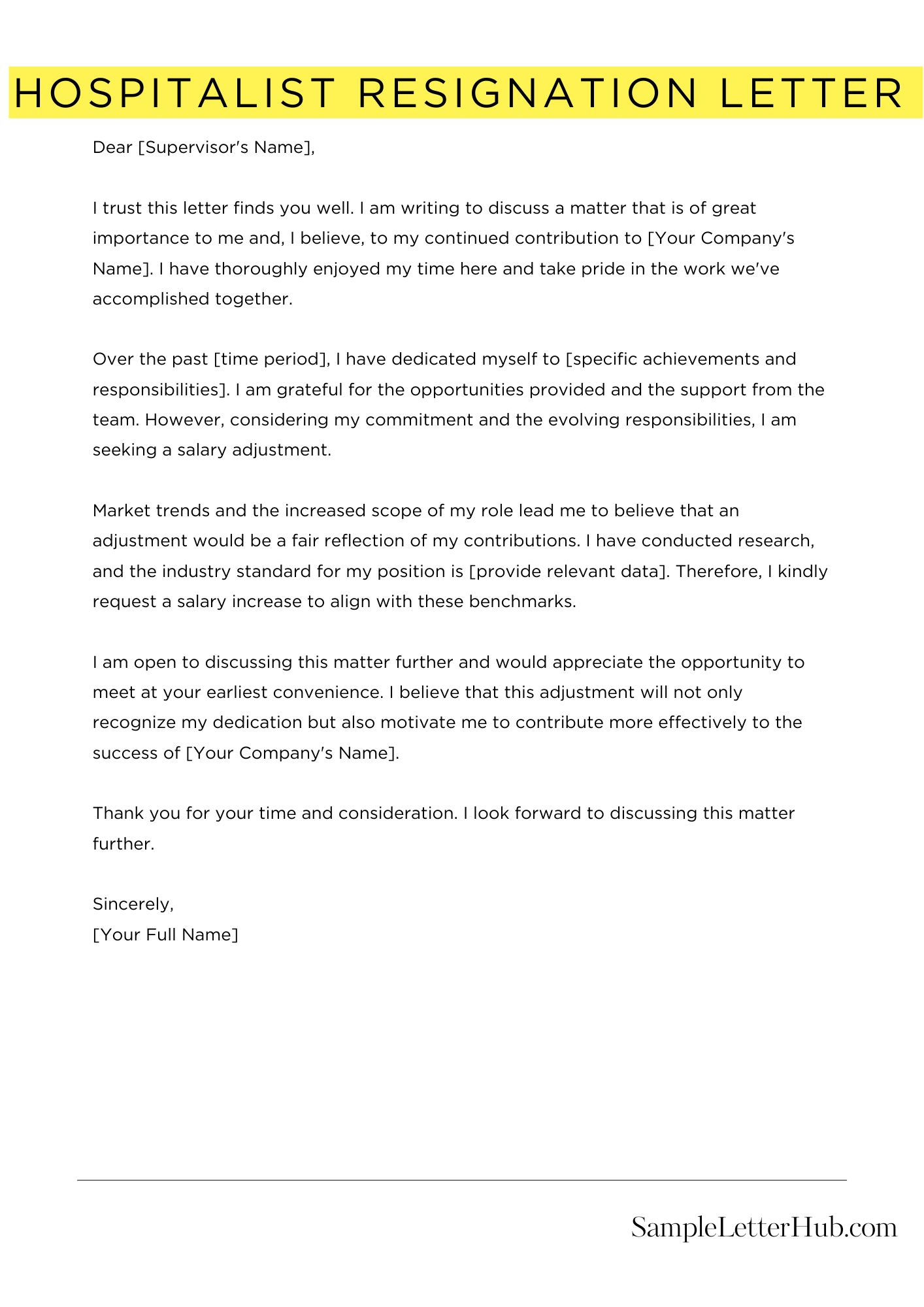 Hospitalist Resignation Letter 