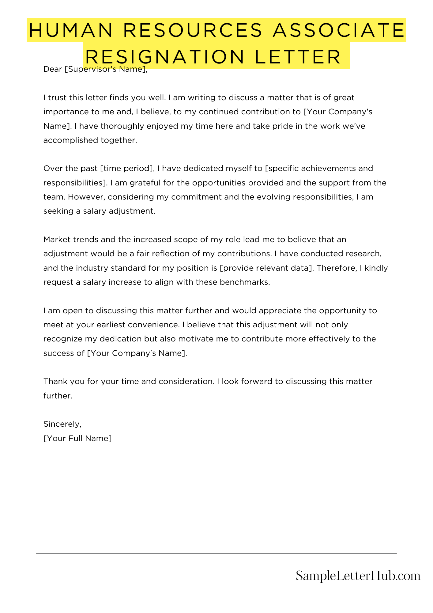 Human Resources Associate Resignation Letter 